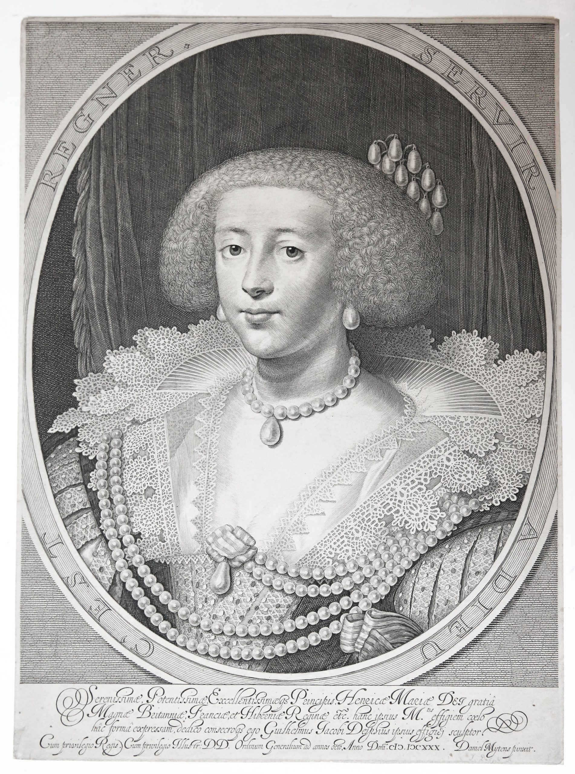 [Original engraving/gravure] Portrait of 'Henrica Maria'; Henrietta Maria van Bourbon; Queen Henrietta Maria, 1630.