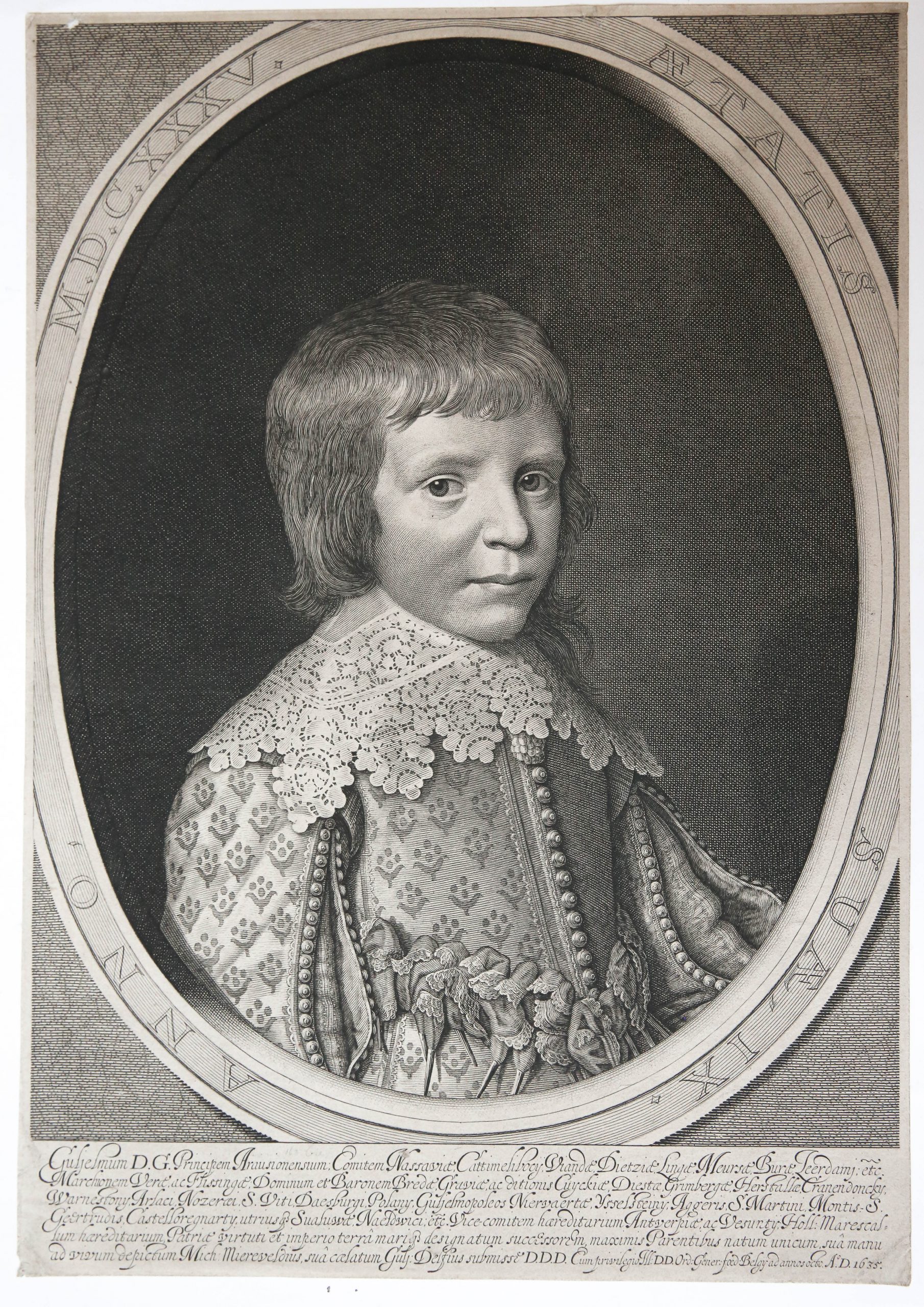 [Original engraving/gravure] Portrait of Guljelmum D.G. Principem Arausionensium; Willem II, prins van Oranje-Nassau; William II, Prince of Nassau-Orange, 1635.
