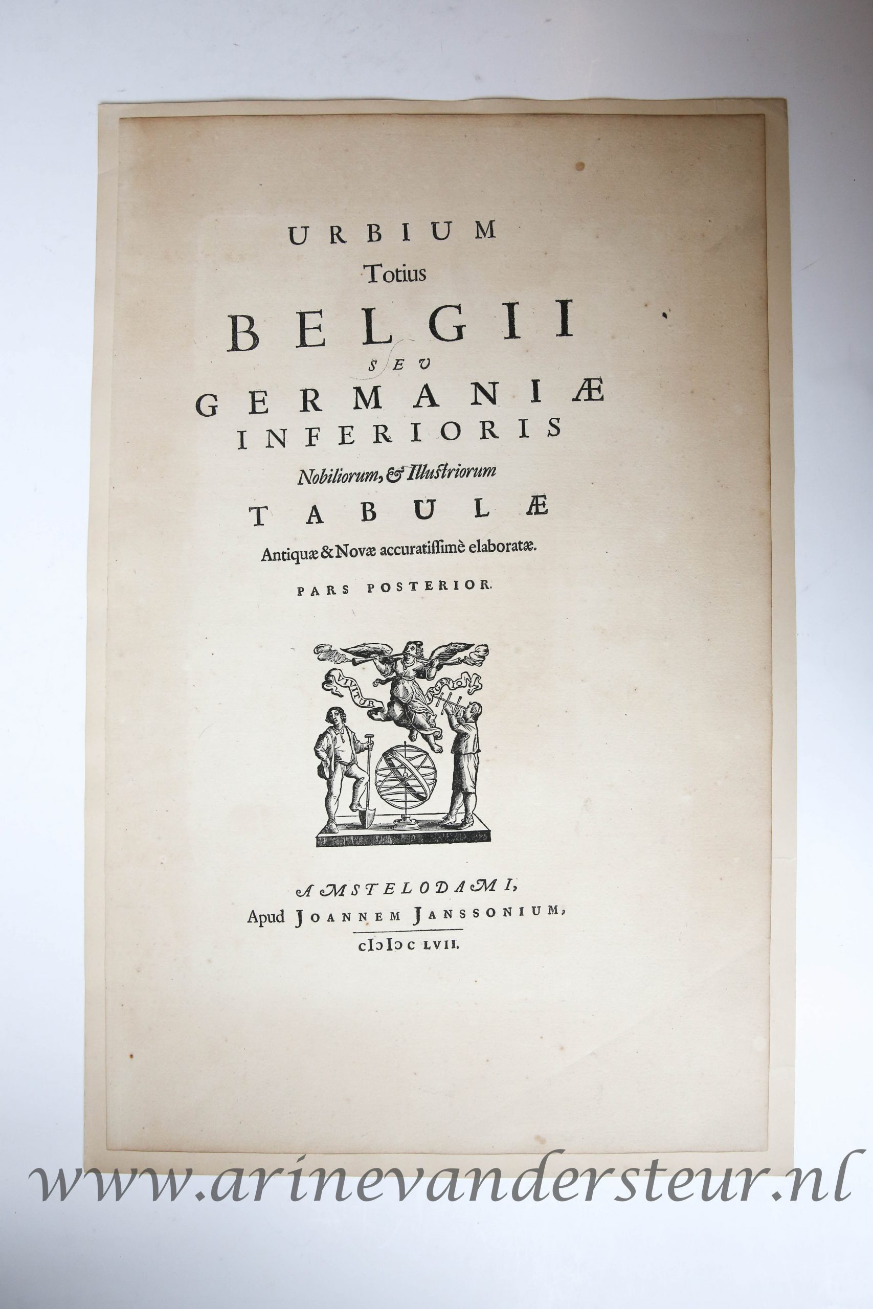 [Antique title page, 1657] URBIUM Totius BELGII SEV GERMANIAE INFERIORIS..., published 1657, 1 p.
