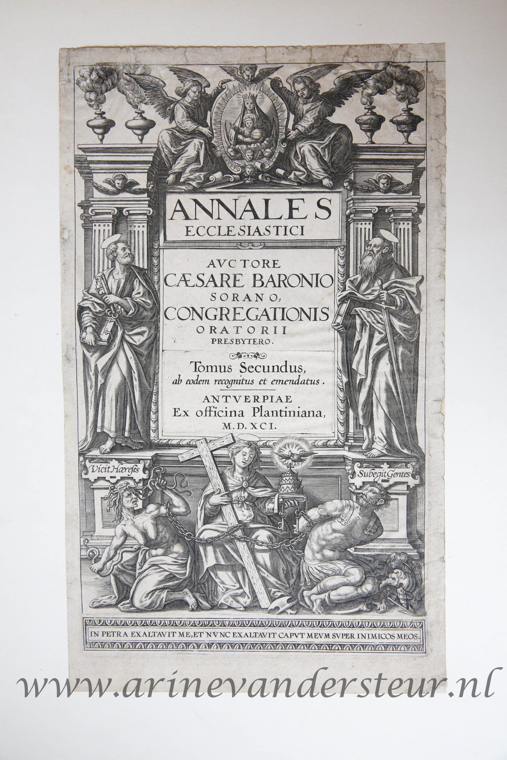 [Antique title page, 1591] ANNALES ECCLESIASTICI, published 1591, 1 p.