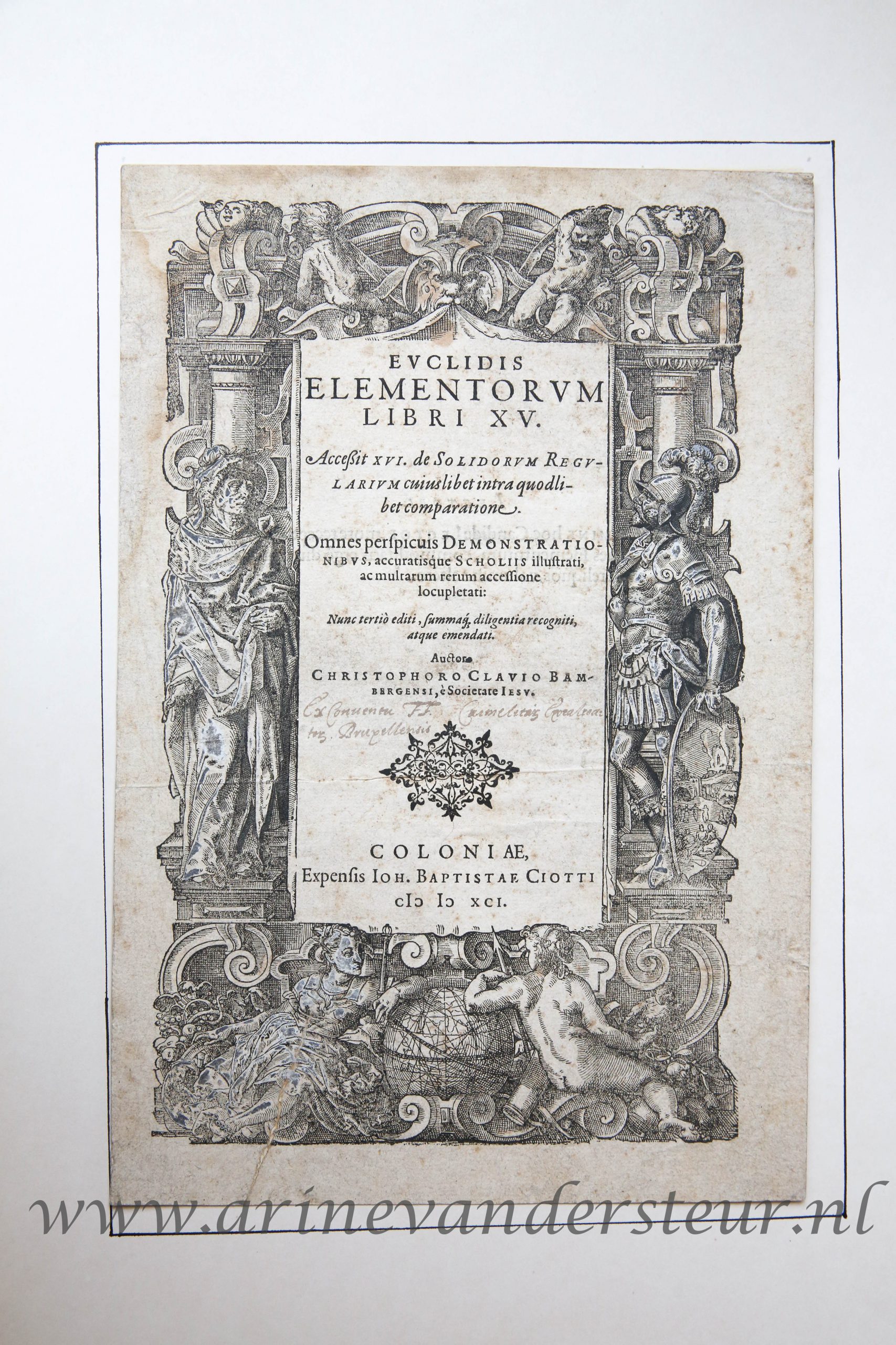 [Woodcut and letterpress/houtsnede met drukwerk] Euclides Elementorum Libri XV Demonstrati.