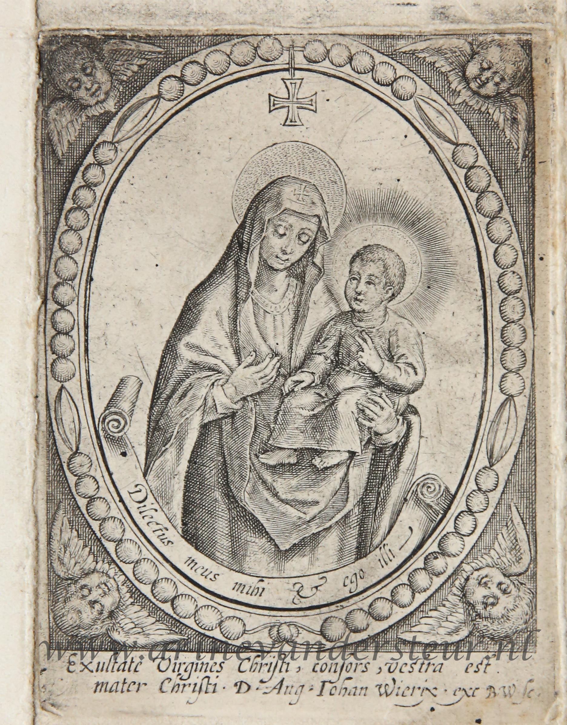 [Original engraving/gravure by Johannes Wierix] Madonna and child/Madonna met kind.