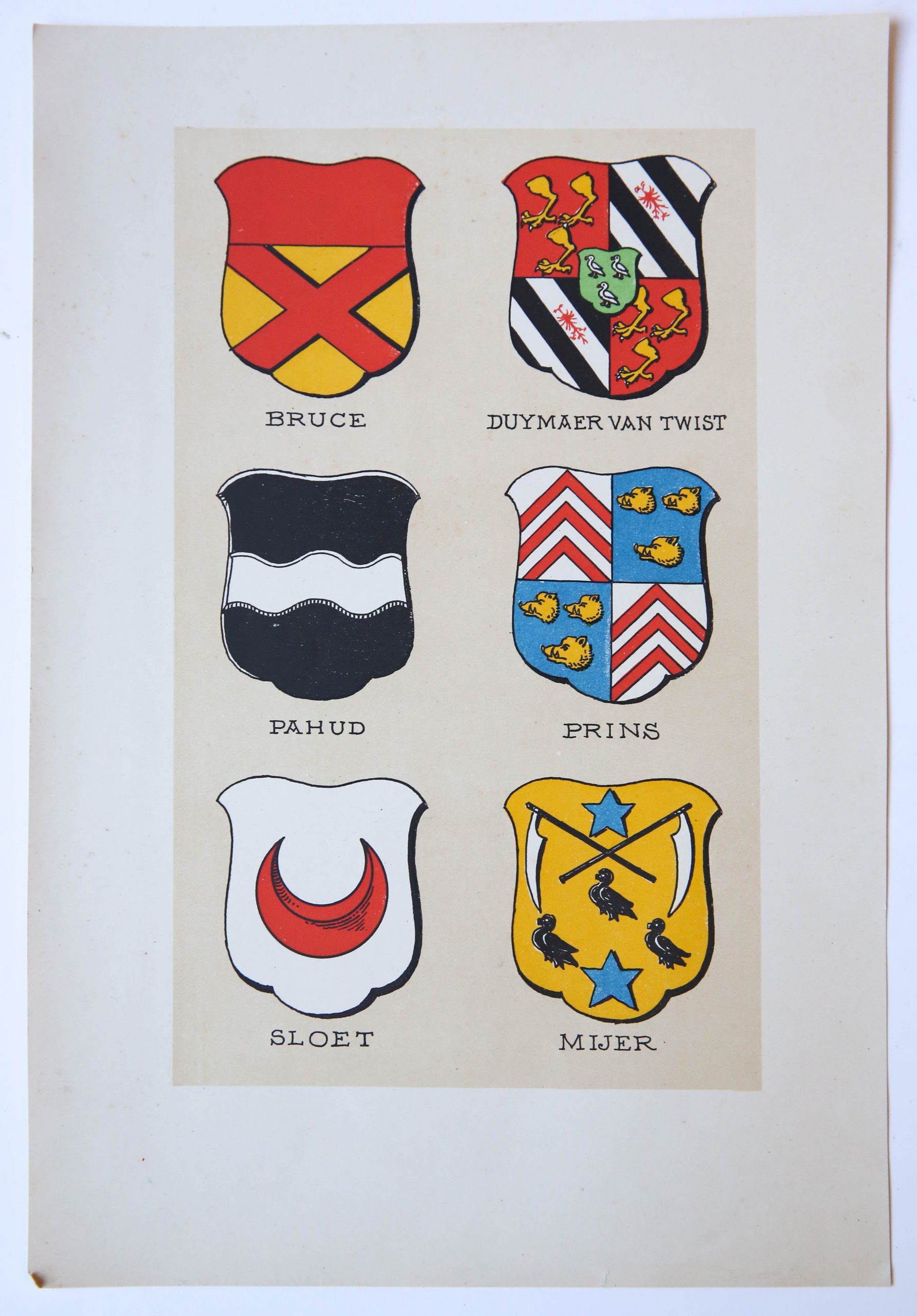 Wapenkaart/Coat of Arms Bruce, Dymaer van Twist, Pahud, Prins, Sloet en Mijer.