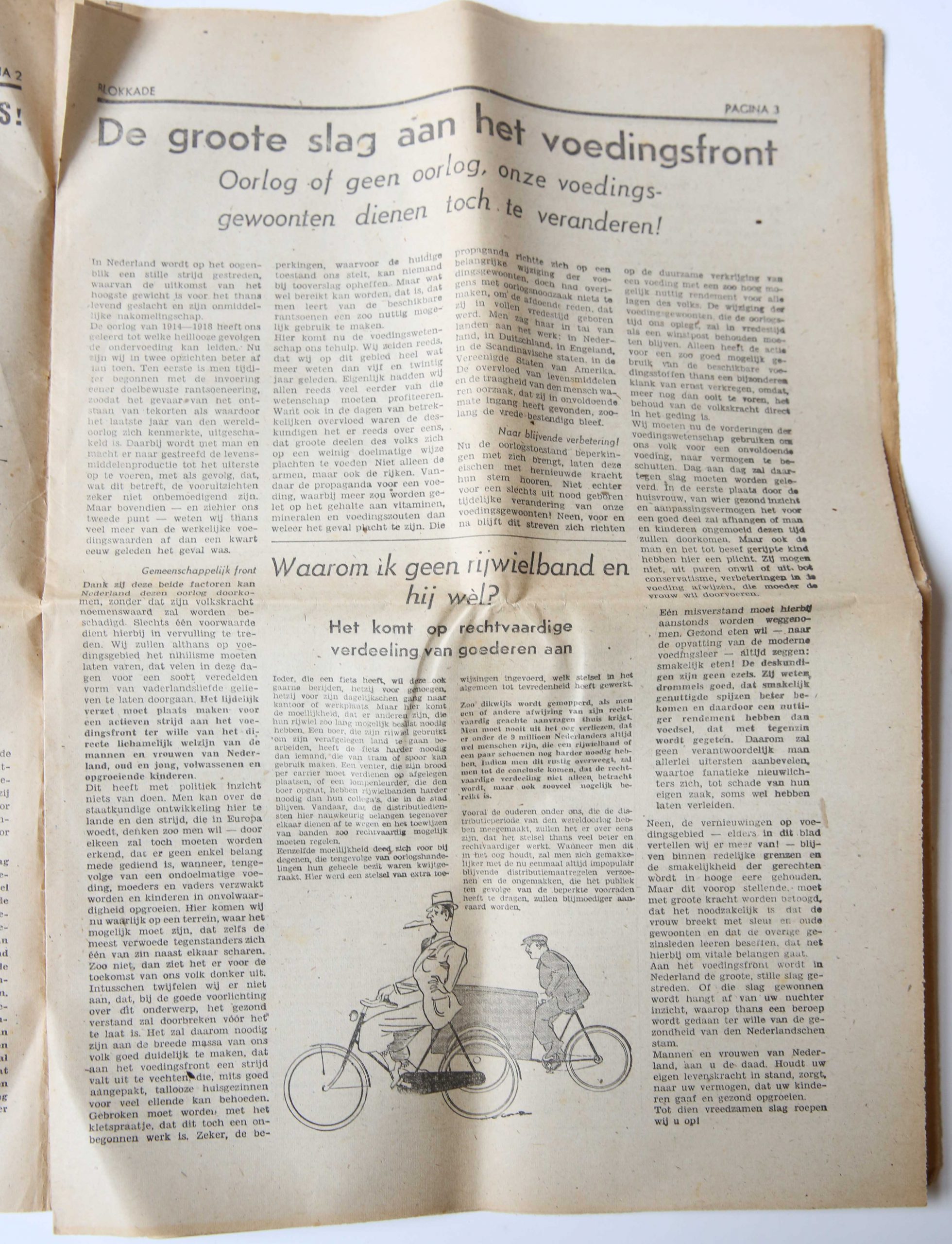 Blokkade october 1941, newspaper, October 1941, De Strijd voor onze voedselvoorziening, De steenen in de akker, Teekening Demos, 12 pp. Gevouwen.