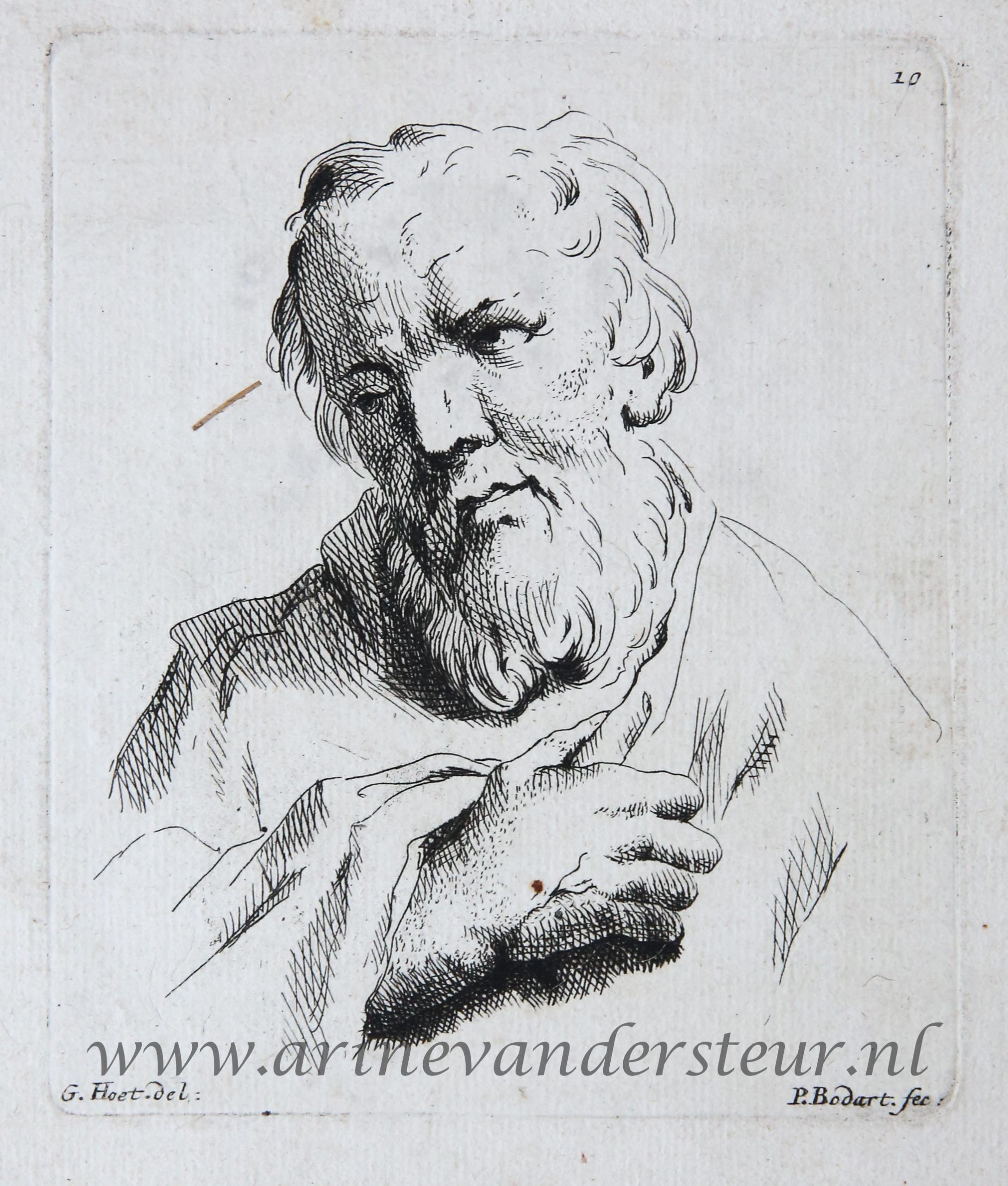 [Original etching/ets by Pieter Bodart] Old man with beard / Oude man met baard.