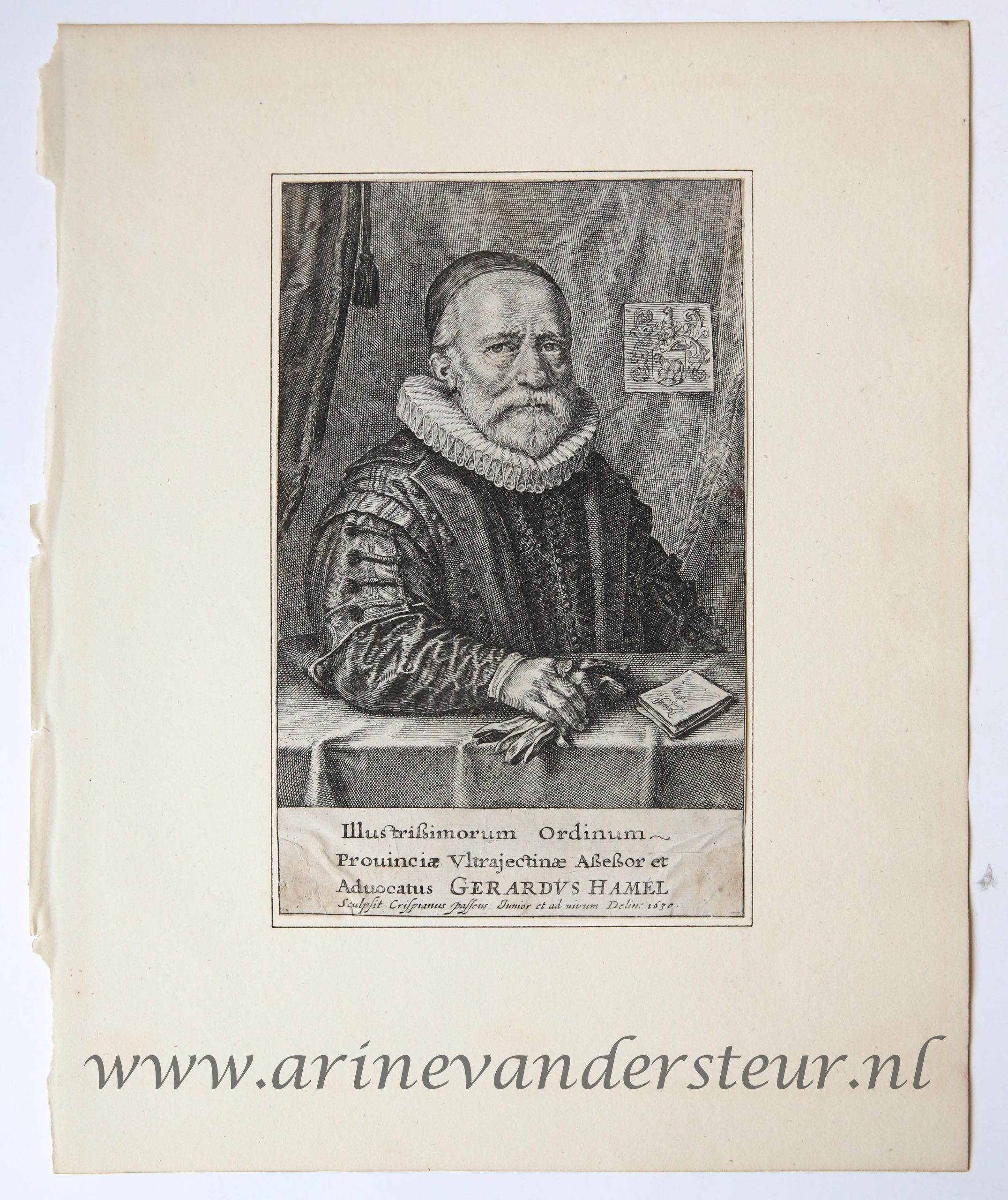 [Original engraving/gravure by Crispijn van de Passe] Portrait of Gerard Hamel/Portret van Gerard Hamel.