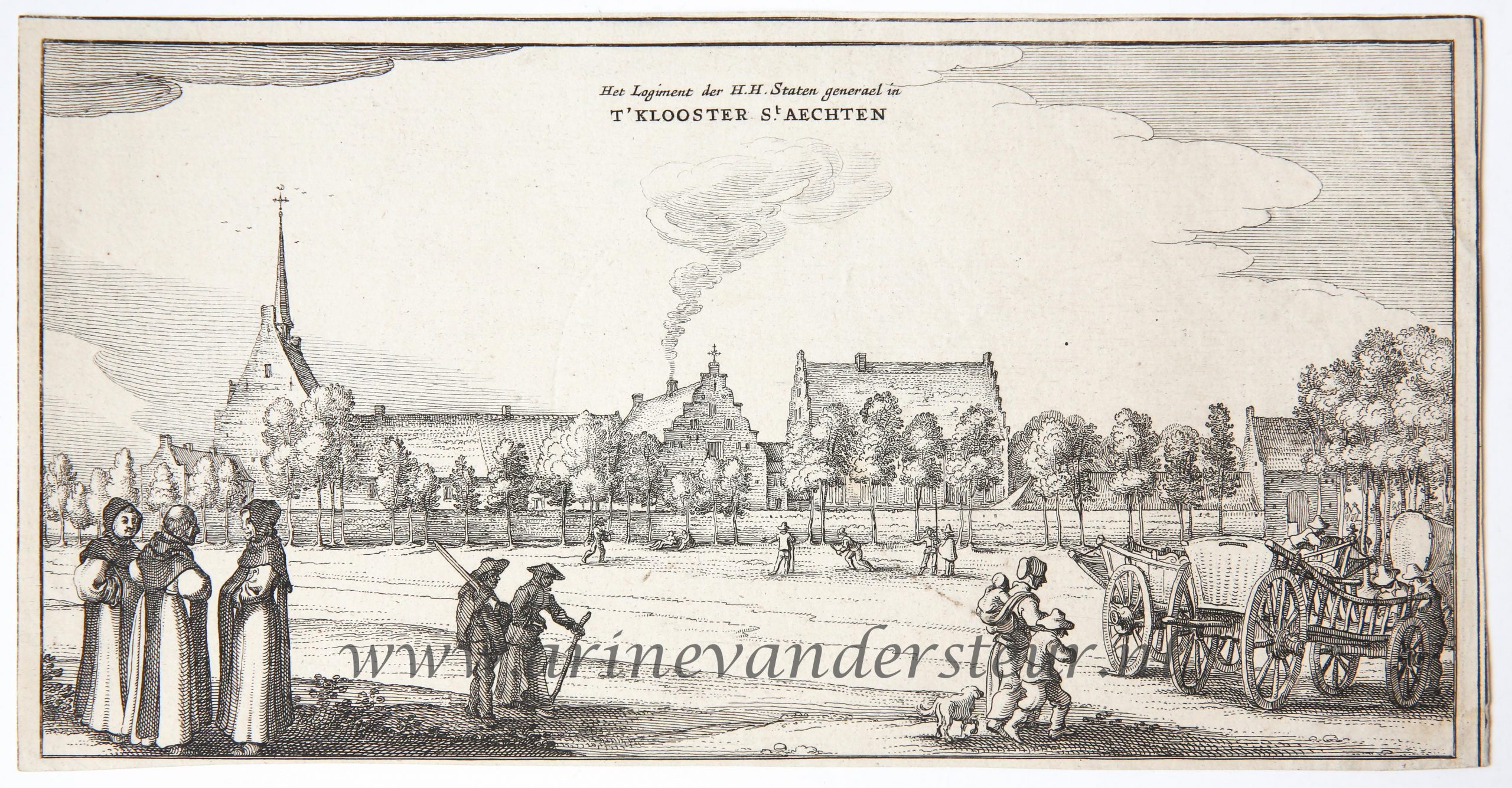 [Original etching/ets by the workshop of Claes Jansz Visscher] Het Logiment der H.H. Staten generael in T' KLOOSTER S.t AECHTEN, 1641.