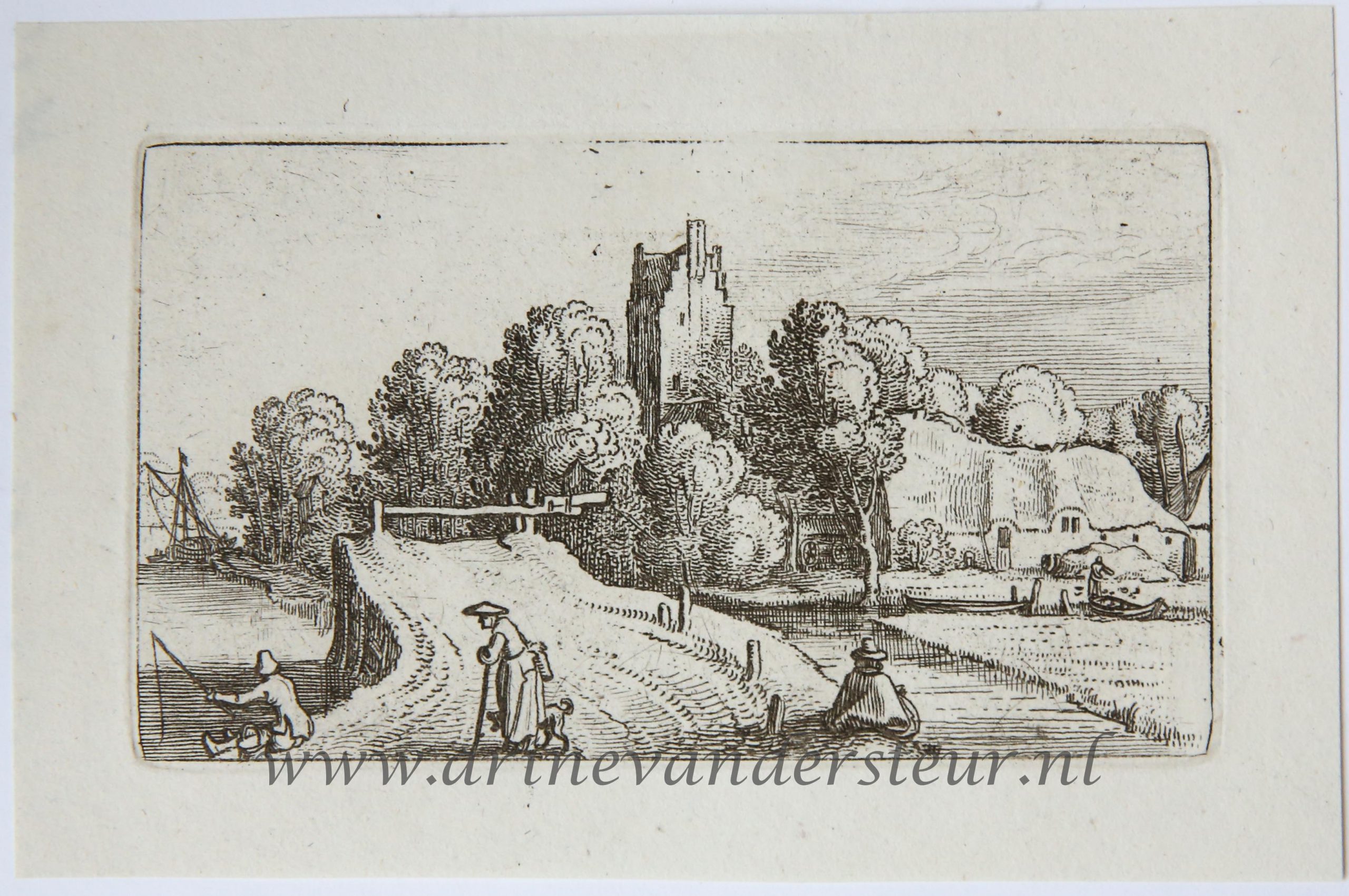 [Reprint etching/ets] View of Kostverloren castle/Gezicht op kasteel Kostverloren bij Amsterdam aan de Amstel.