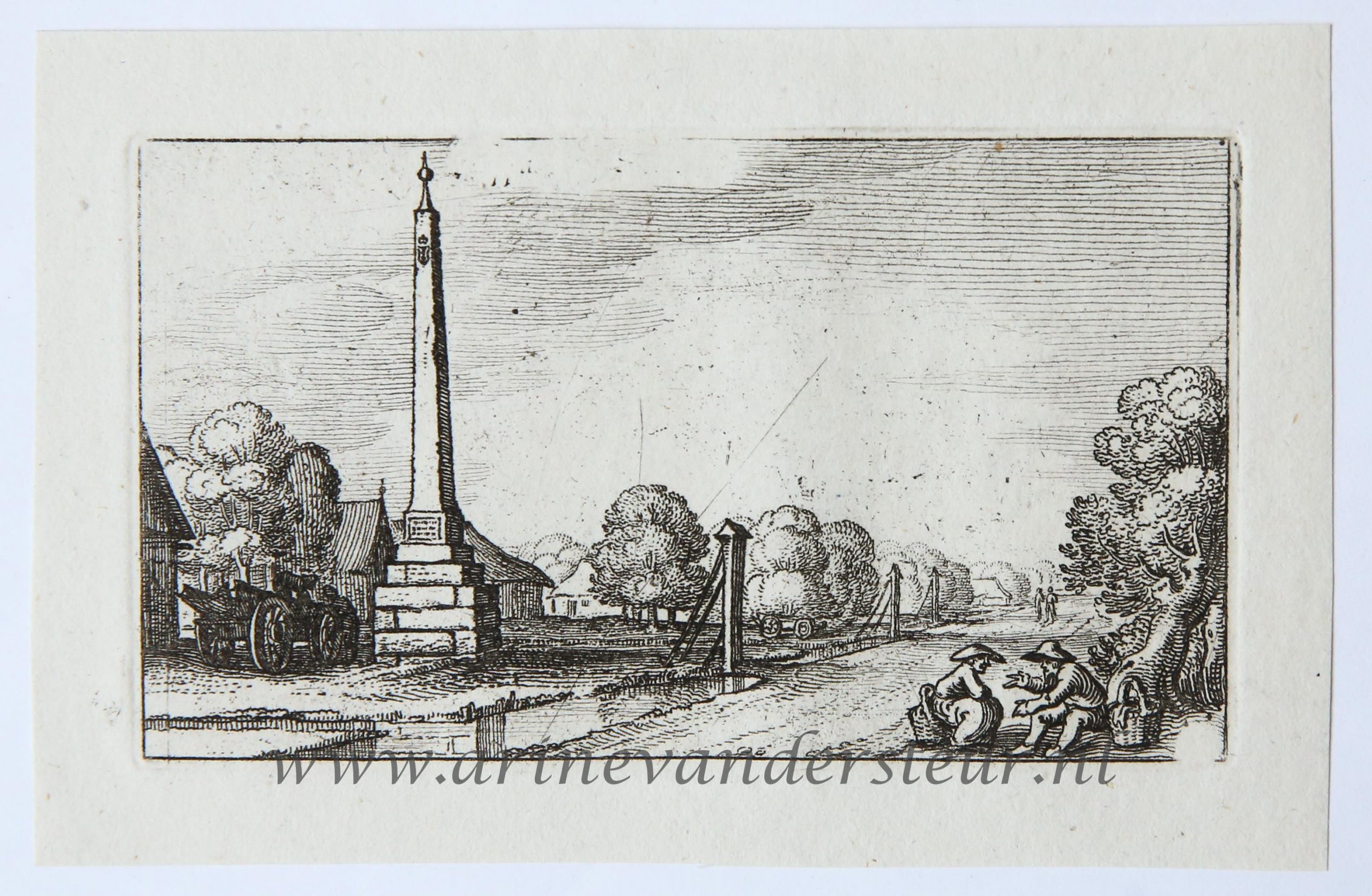 [Reprint etching/ets] View of the milestone near Sloten/ Gezicht van de Mijlpaal (Mylpael) bij Sloten.