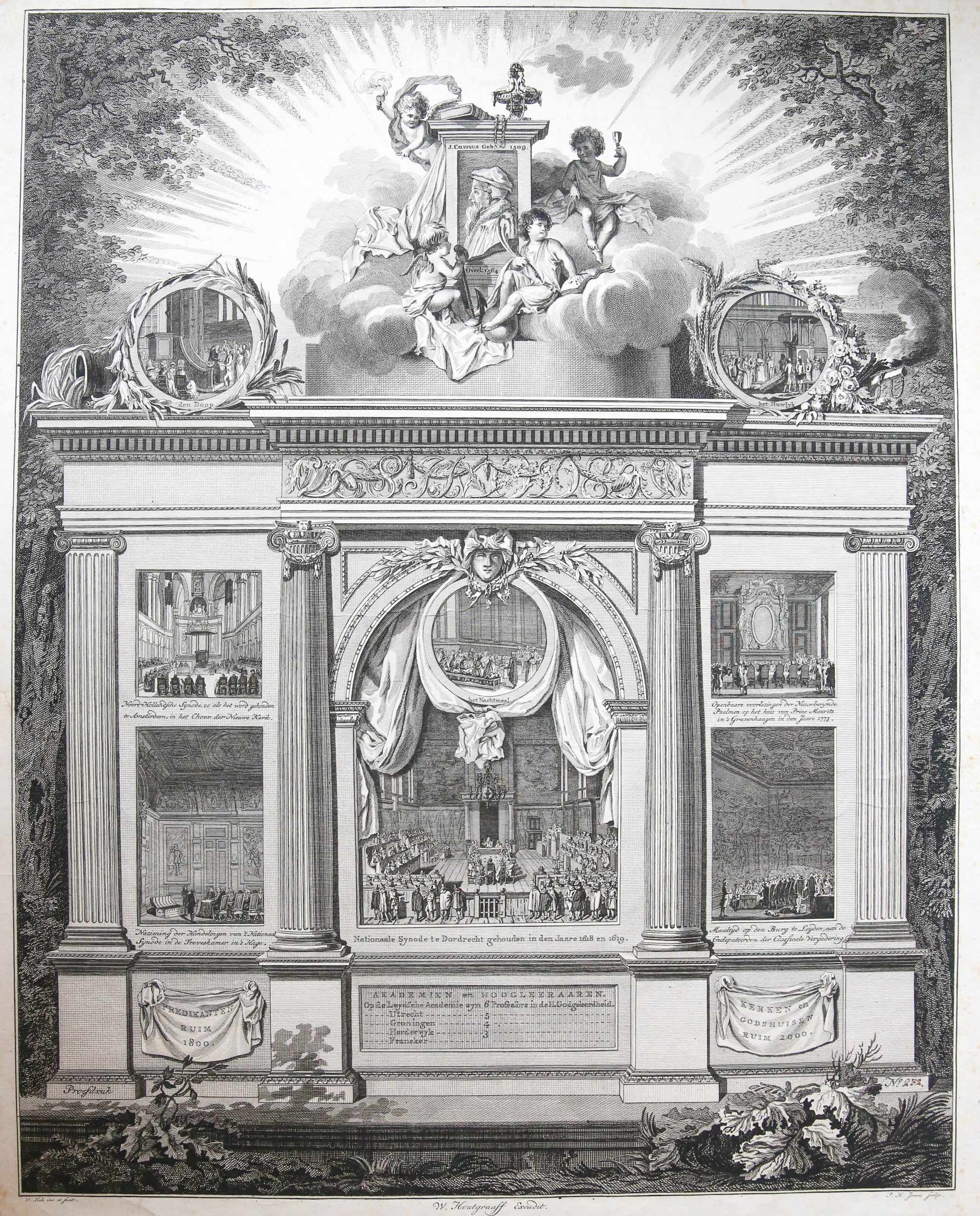[Original etching/ets] 'Gedenkstuk voor de Nederlandsche Gereformeerde Gemeentens'; monument for the Synod of Dort; 1818.