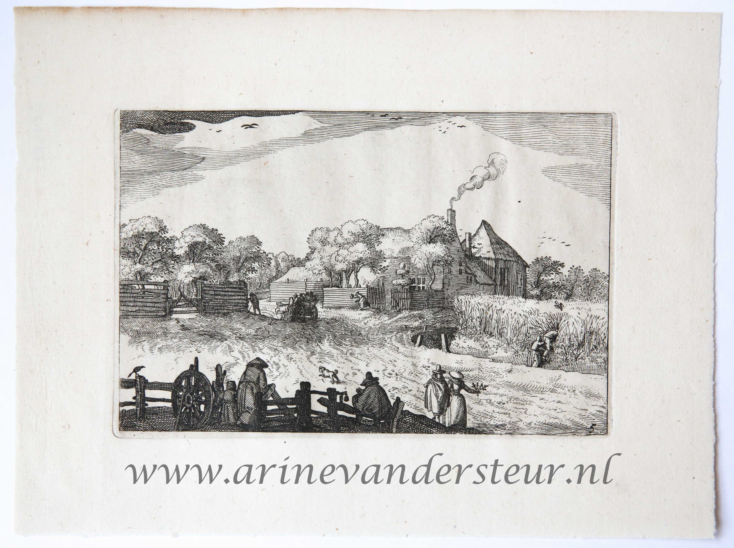 [Antique print, etching] View of the 'Pot's inn' /Gezicht op de Potjes Herberg bij Haarlem, published 1728.