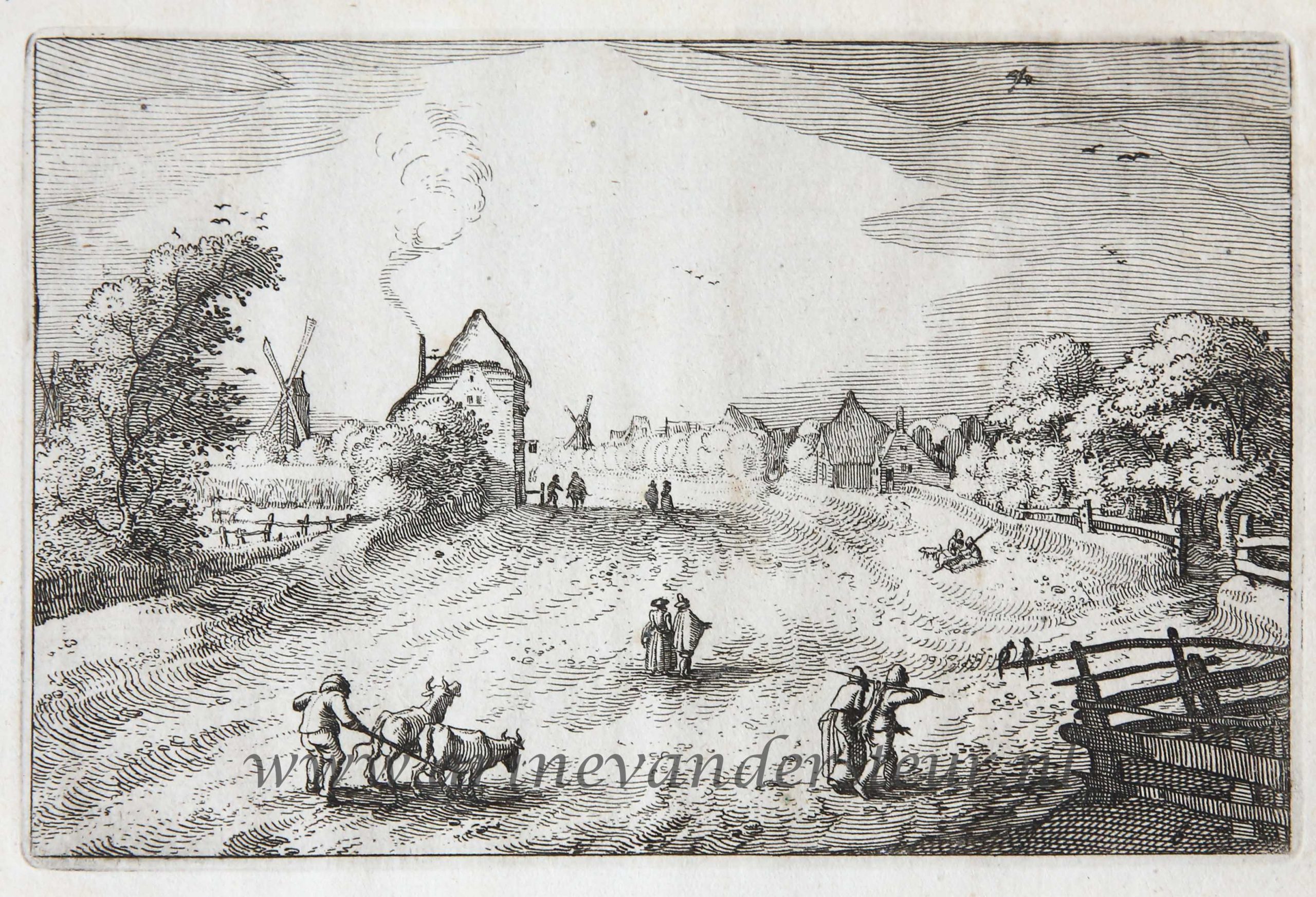 [Antique print, etching] The road from Haarlem to Leiden/De weg van Haarlem naar Leiden, published 1728.