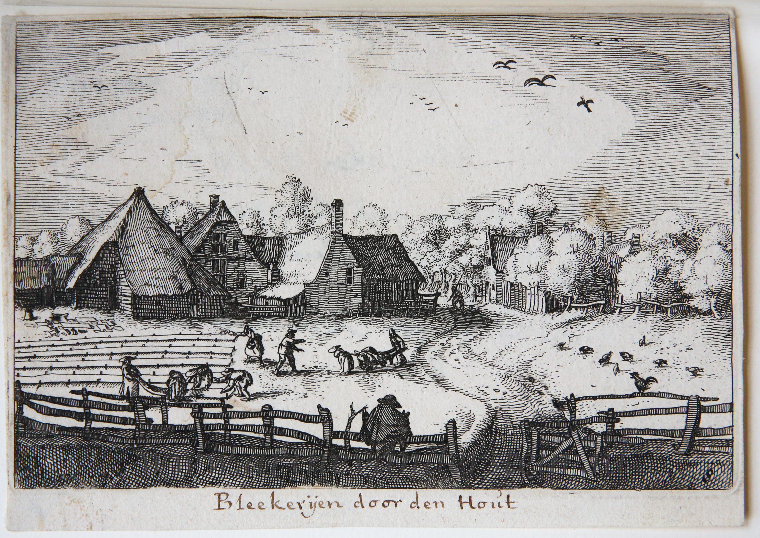 [Antique print, etching] Bleaching fields near the Haarlemmerhout/Bleekvelden, Blekerijen bij de Haarlemmerhout, published 1612.