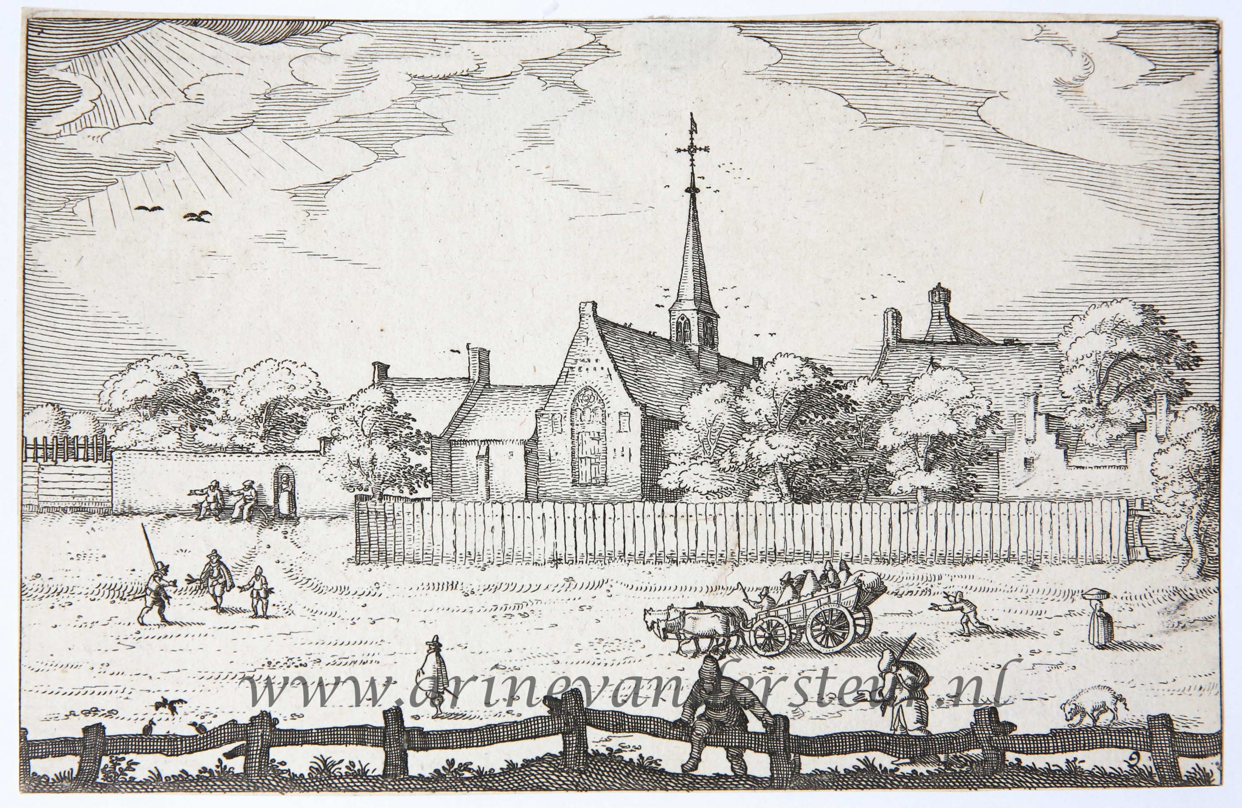 [Anique print, etching] The leper-house at Haarlem/De Leprozerie in Haarlem, published 1612.