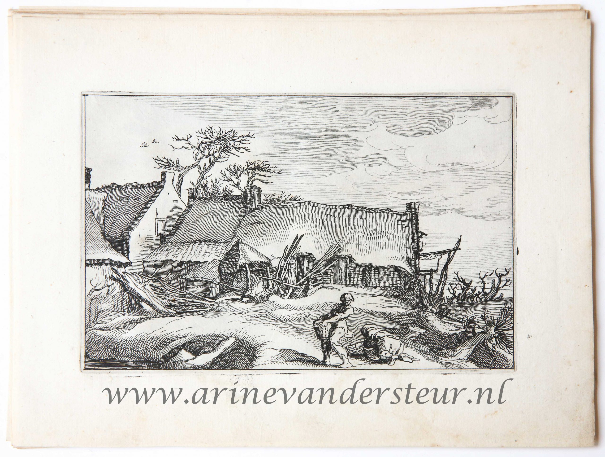 [Original etching/ets] Landscape with a farmhouse/Landschap met boerderij.