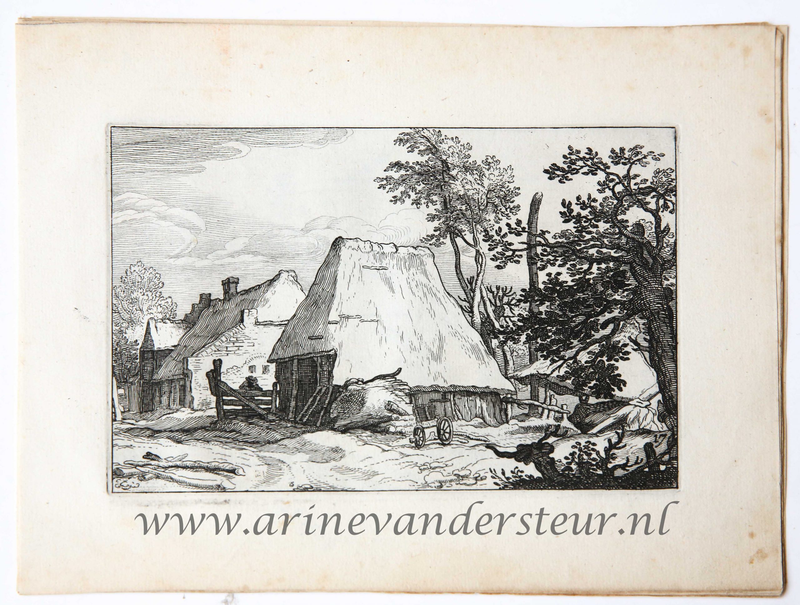 [Original etching/ets by Claes Jansz Visscher] Farmyard/Boerderijerf. Date of publishing print 1620.