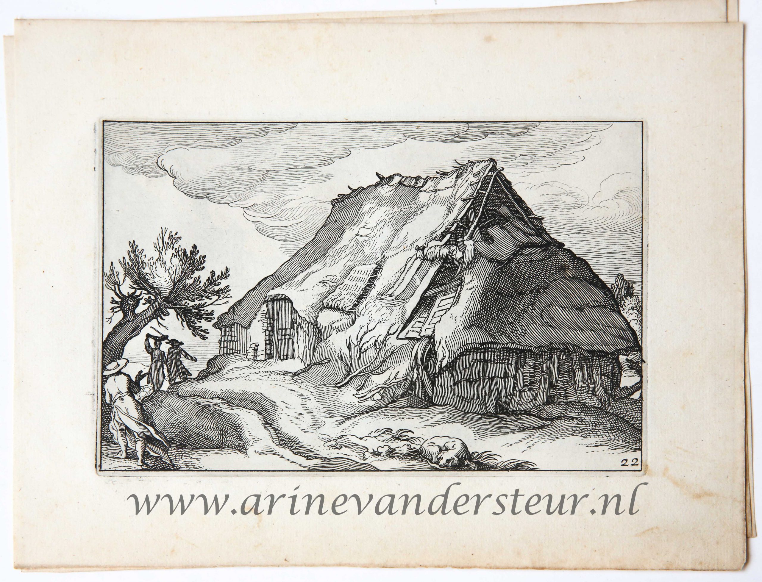[Original etching/ets by Claes Jansz Visscher] A barn/Een schuur. Date of publishing print 1620.