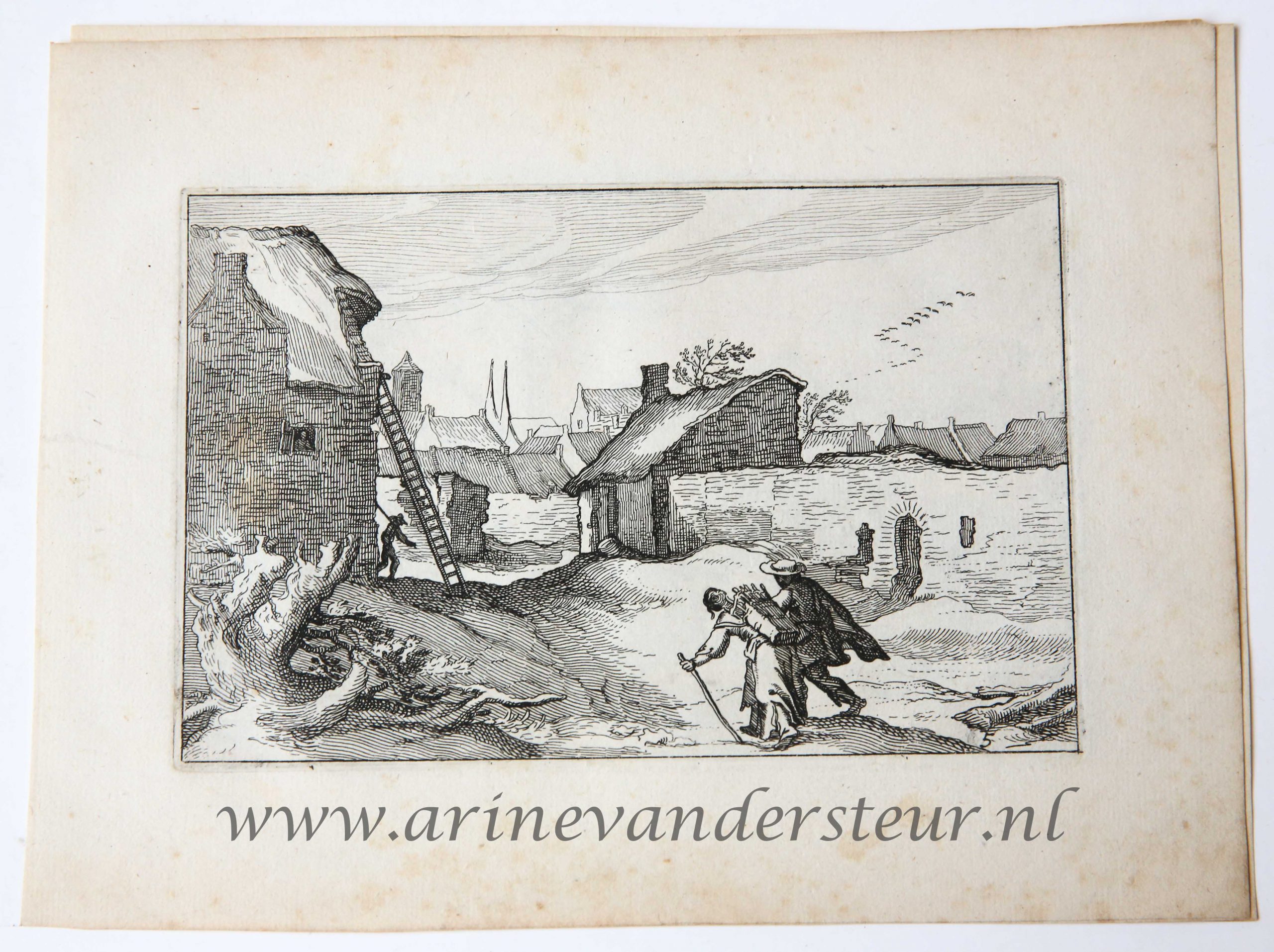 [Original etching/ets by Claes Jansz Visscher] A village/Een dorp. Date of publishing print 1620.