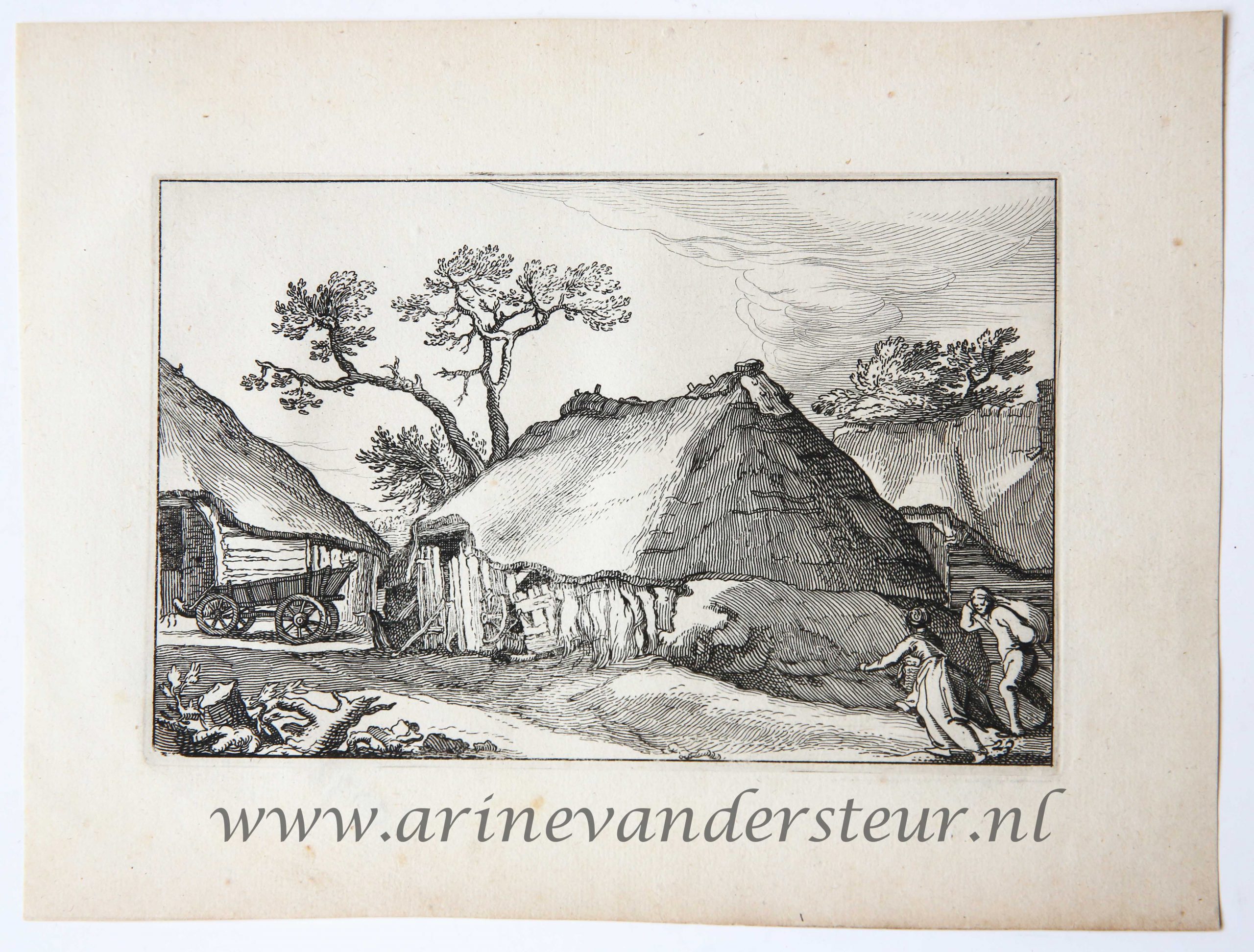 [Original etching/ets by Claes Jansz Visscher] Two barns/Twee schuren. Date of publishing 1620.
