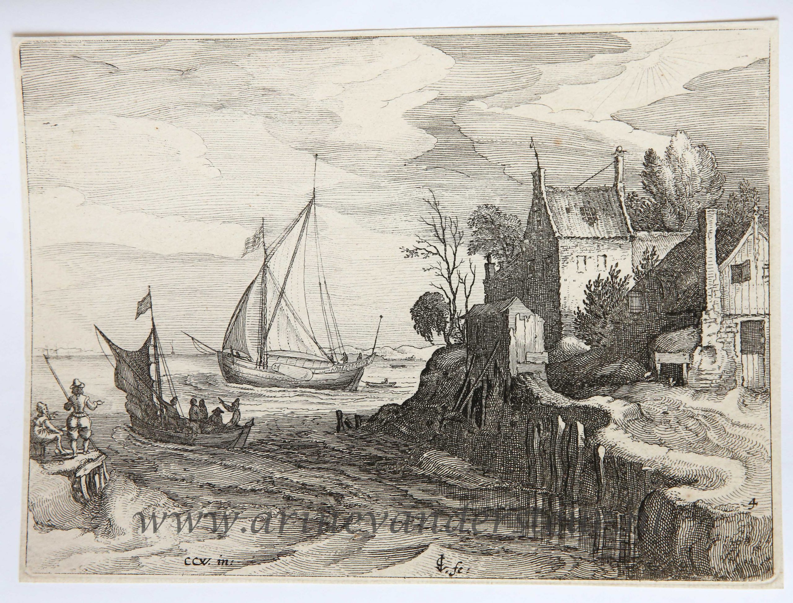 [Antique print, etching] Ships near a coast [AMAENIORES ALIQUOT REGIUNCULAE]/Schepen nabij de kust, published 1613.