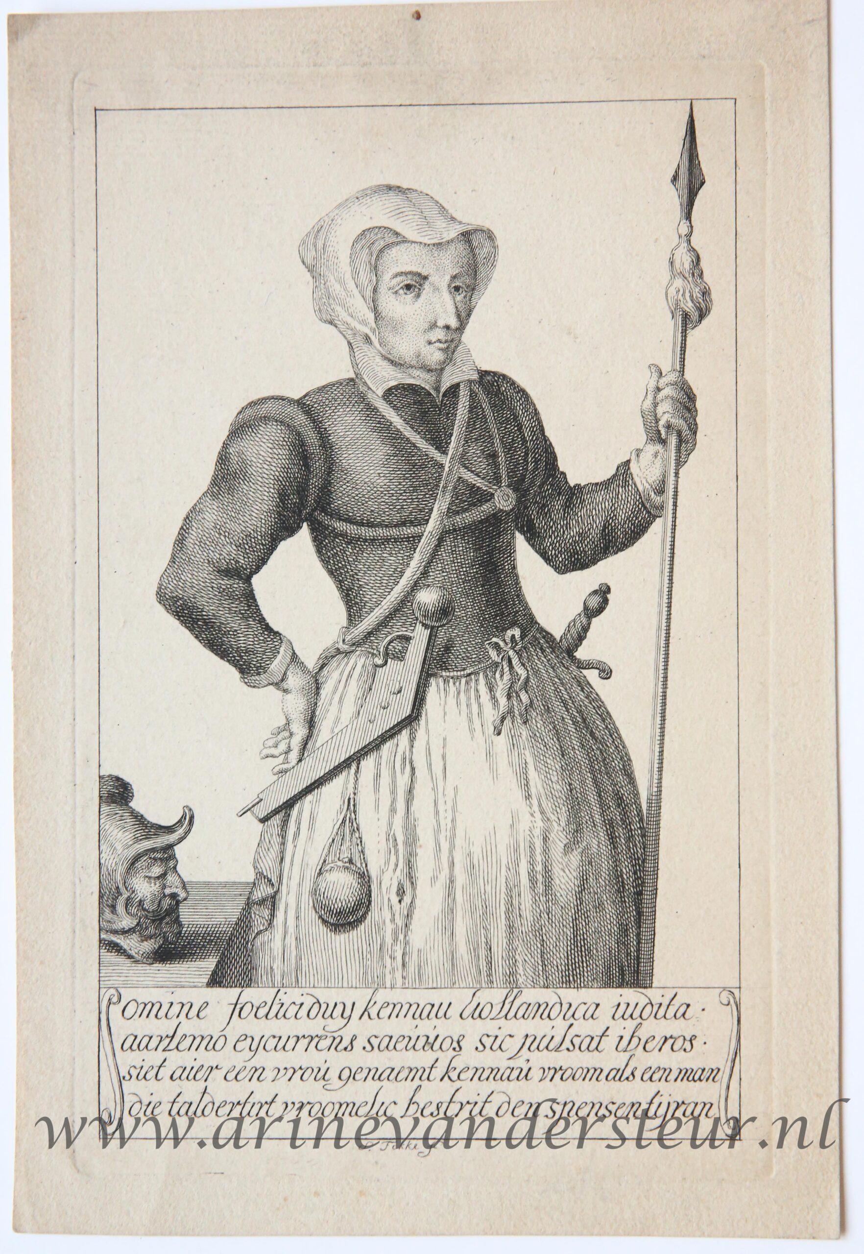[Antique print, etching] Kenau Simons Hasselaer (portrait of), ca 1700-1750.