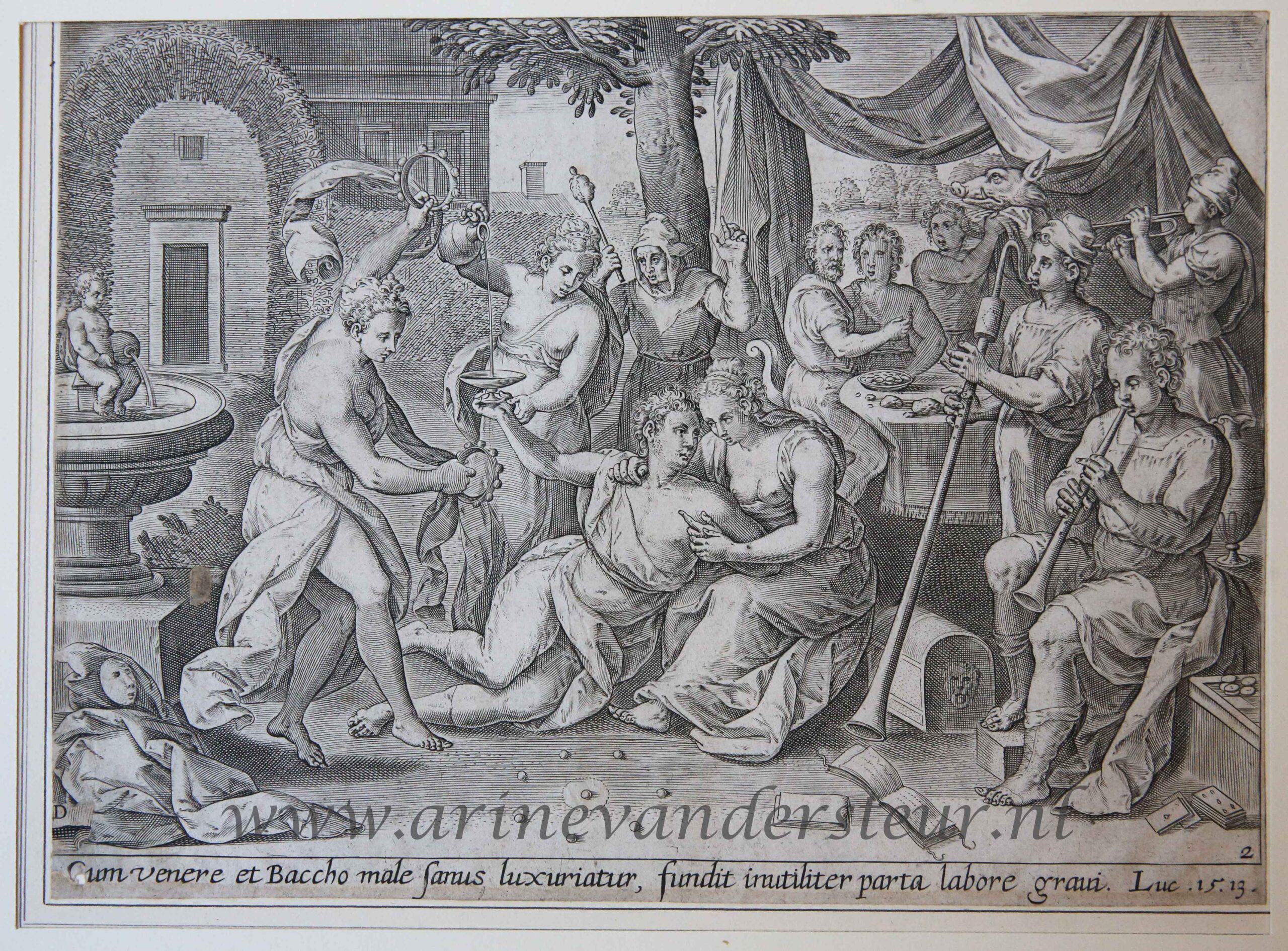[Antique print, engraving, 1643] The Prodigal Son wasting his substance / De verloren zoon verkwist zijn erfenis [Set of 4 plates: The parable of the Prodigal Son], published 1643, 1 p.