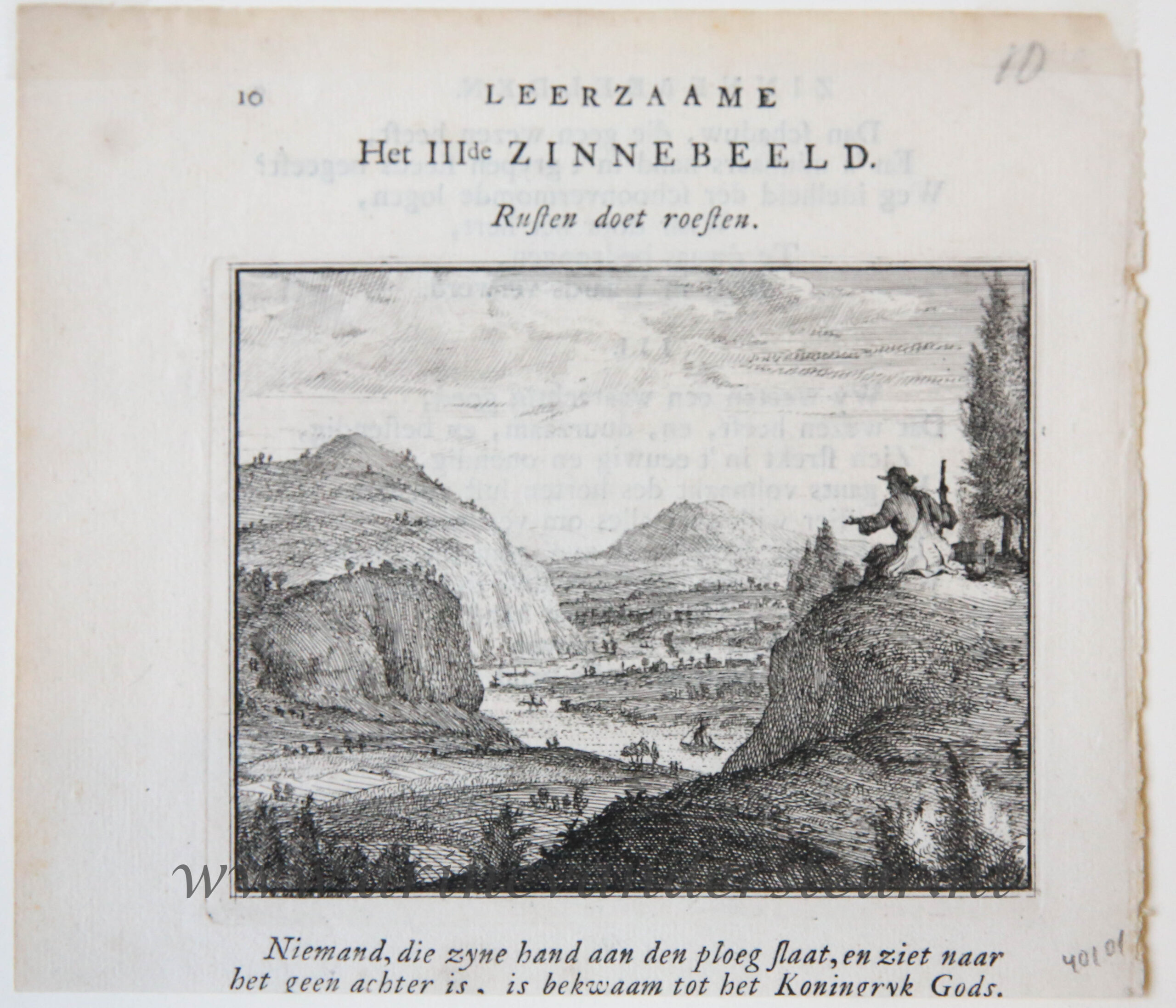 [Antique etching] Two plates from "Leerzaame zinnebeelden" (from 1714).