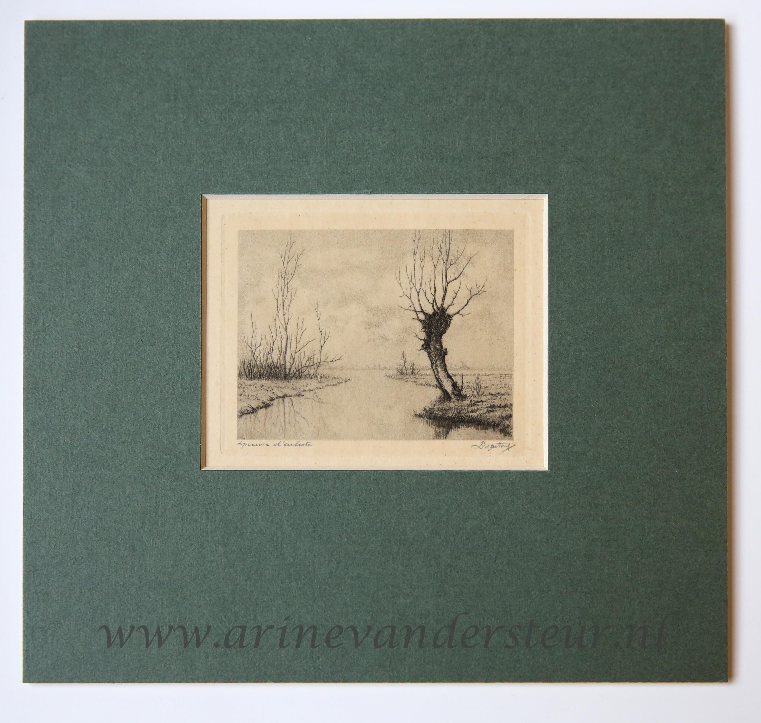 [Modern print, etching/ets] Landscape with water and trees/Landschap met rivier en bomen, published ca. 1920/40.