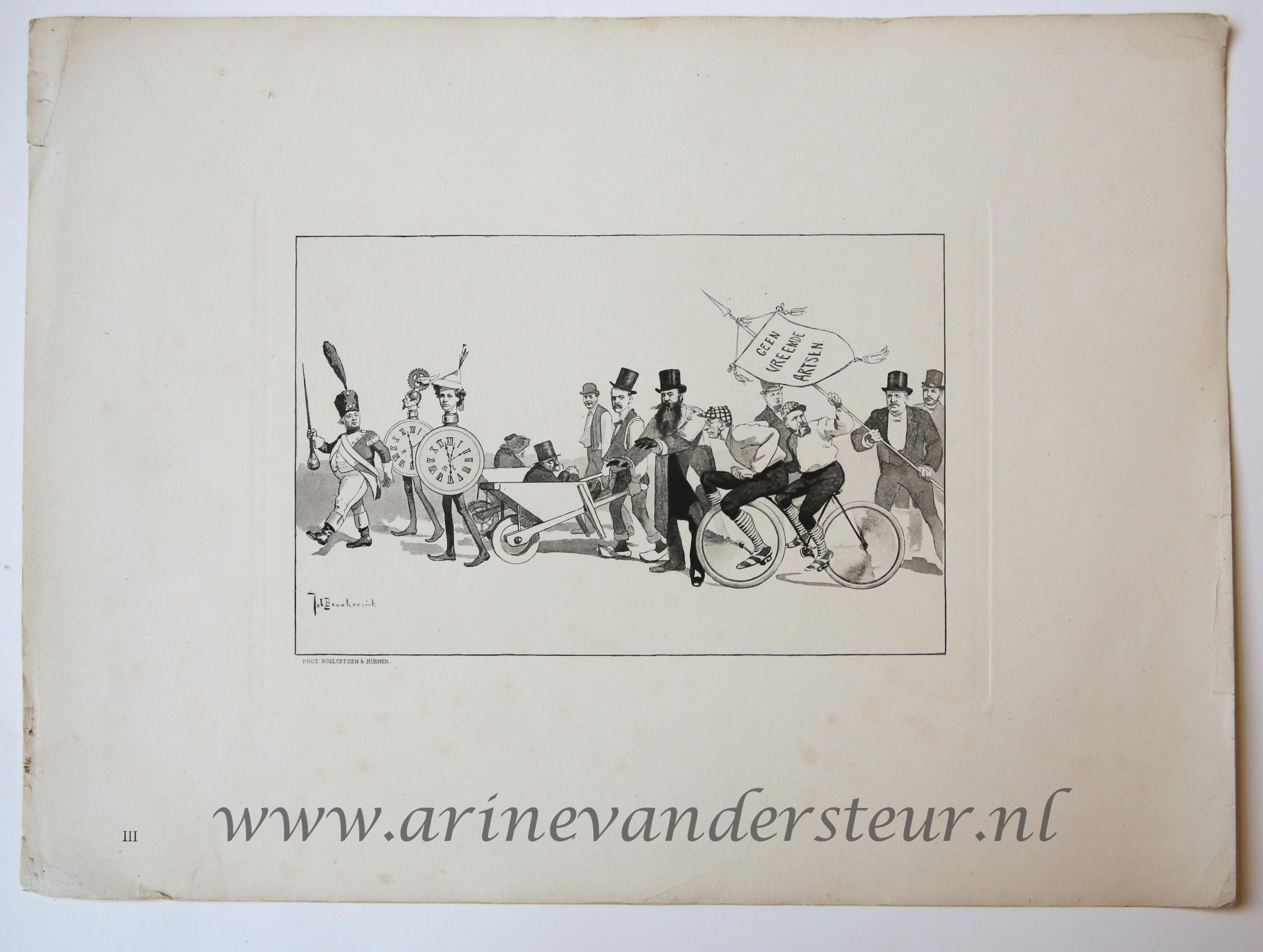 [Original lithograph/lithografie by Johan Braakensiek] Geen Vreemde artsen. 1 p.