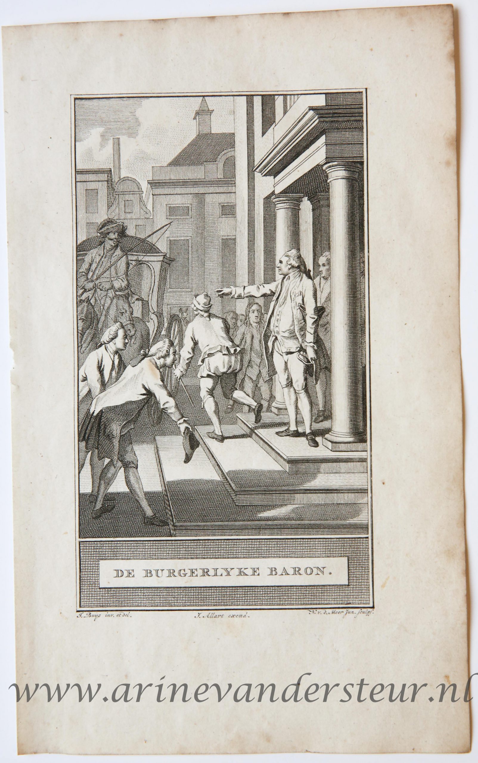 [Bookillustration etching/ets] De Burgerlyke Baron, from C.F. Gellerts Fabelen en Vertelsels, in Nederduitsche vaerzen gevolgd, eerste deel, Te Amsteldam by Pieter Meijer, op den Dam, 1772, 1 p.