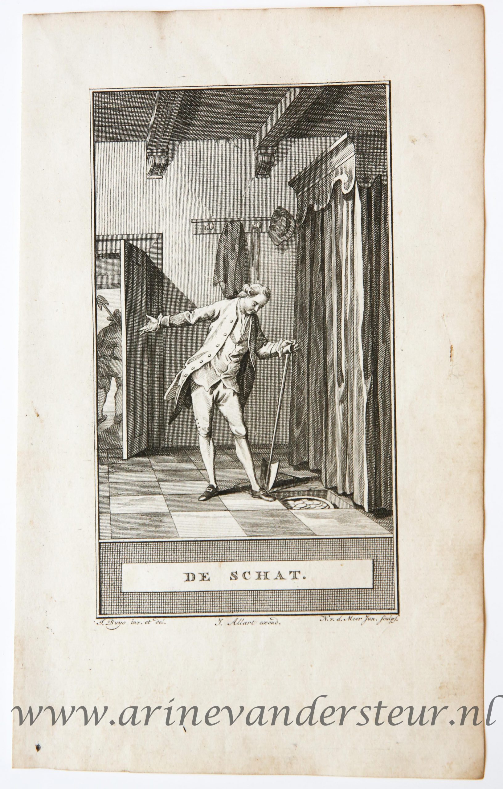 [Bookillustration etching/ets] De schat, from C.F. Gellerts Fabelen en Vertelsels, in Nederduitsche vaerzen gevolgd, eerste deel, Te Amsteldam by Pieter Meijer, op den Dam, 1772, 1 p.