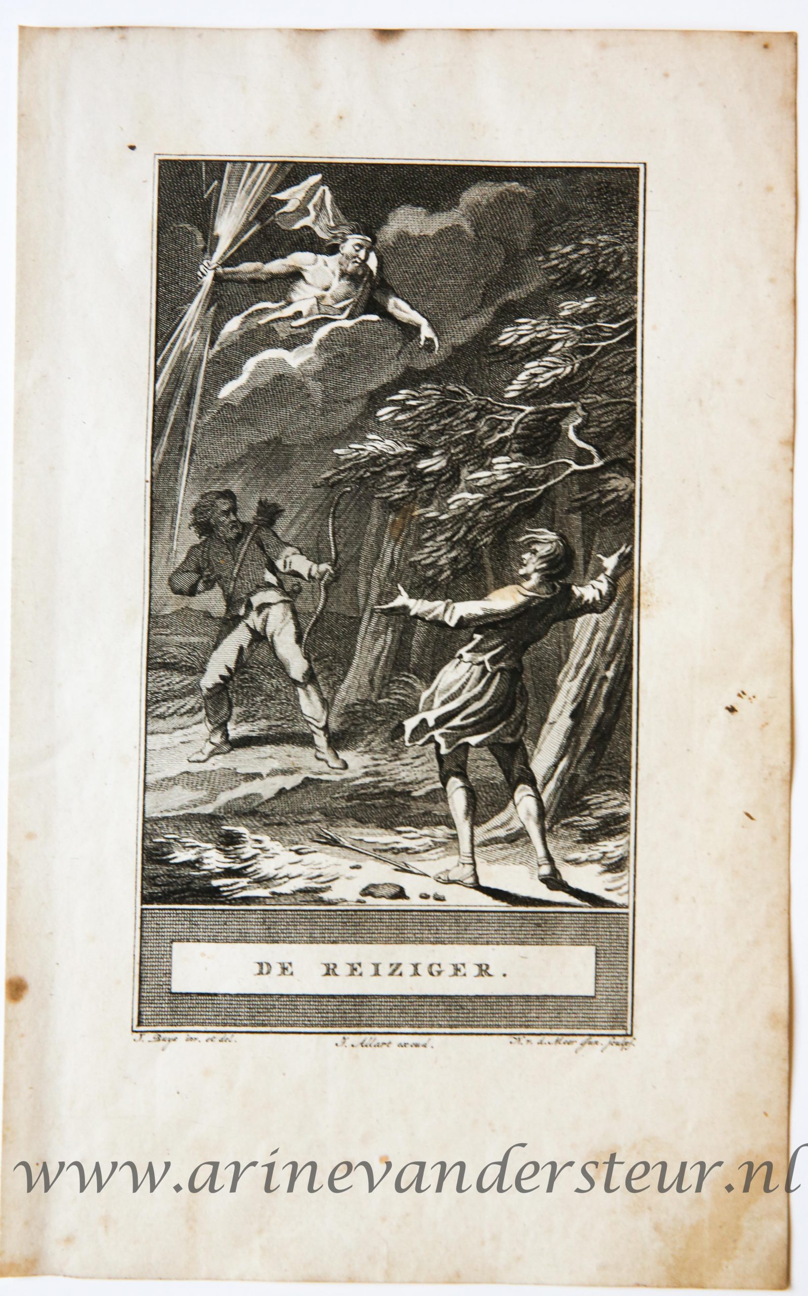 [Bookillustration etching/ets] De Reiziger, from C.F. Gellerts Fabelen en Vertelsels, in Nederduitsche vaerzen gevolgd, eerste deel, Te Amsteldam by Pieter Meijer, op den Dam, 1772, 1 p.