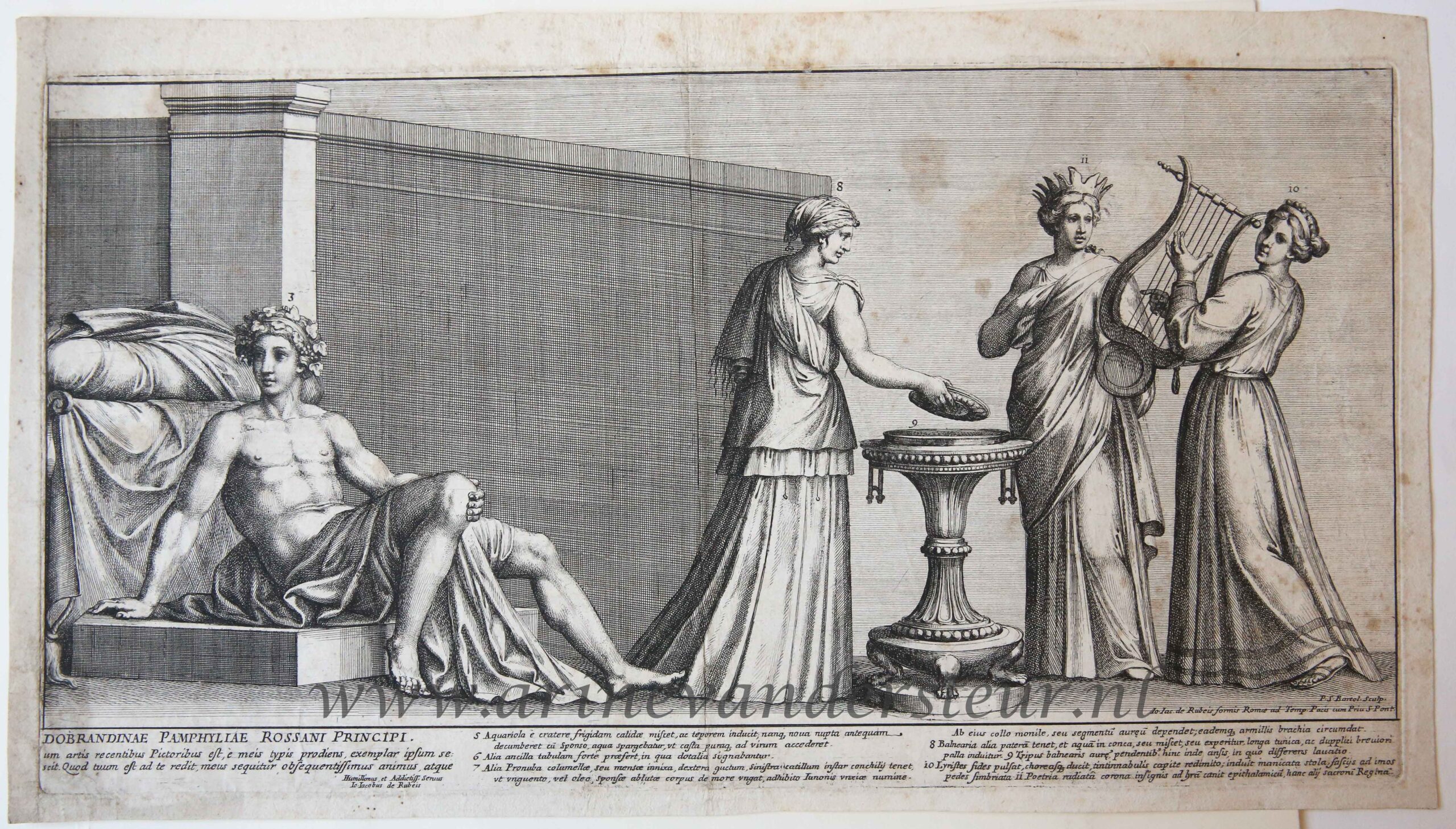 [Antique print, etching] NOVA NUPTA IN GENIALI THALAMO [The Aldobrandini Wedding], published ca. 1680.