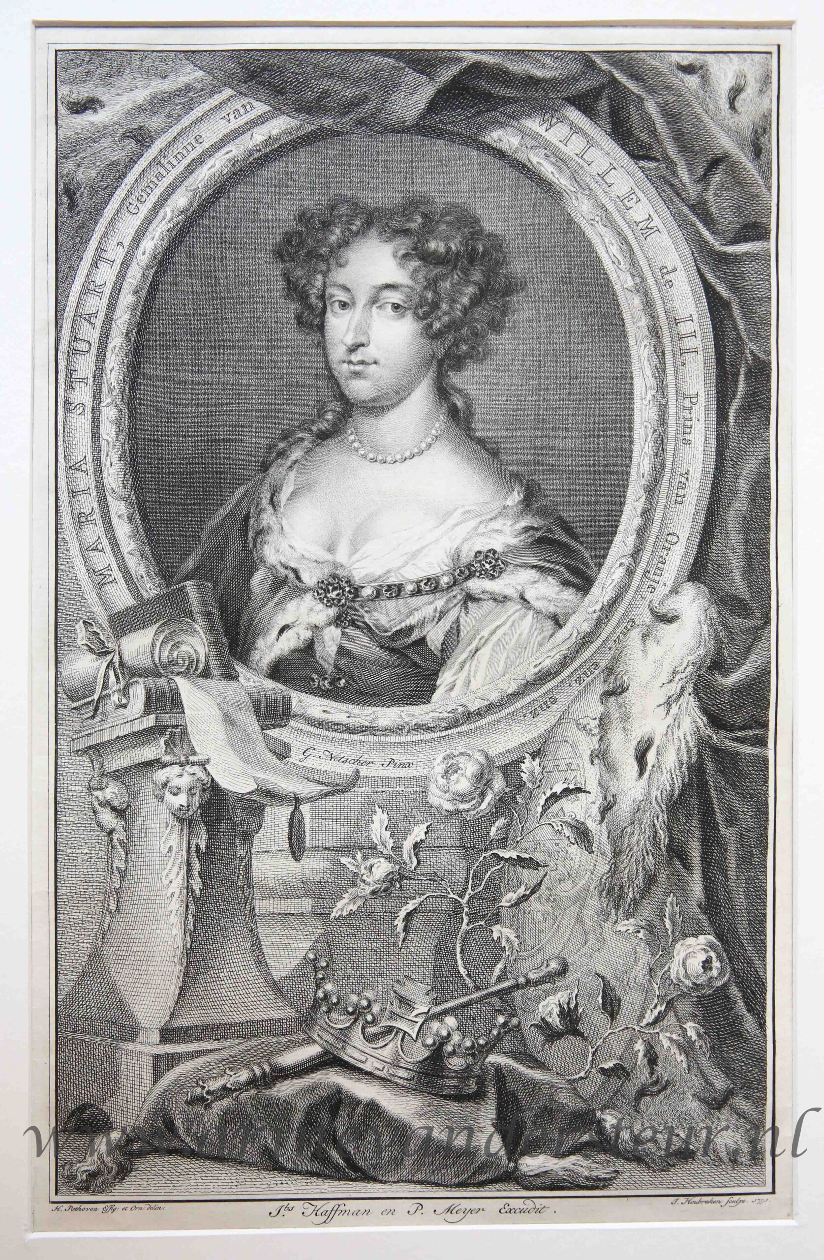 [Original etching and engraving] Portrait of Mary Stewart [Maria, Gemalinne van Willem de III Prins van Oranje, enz. enz. enz], 1751.