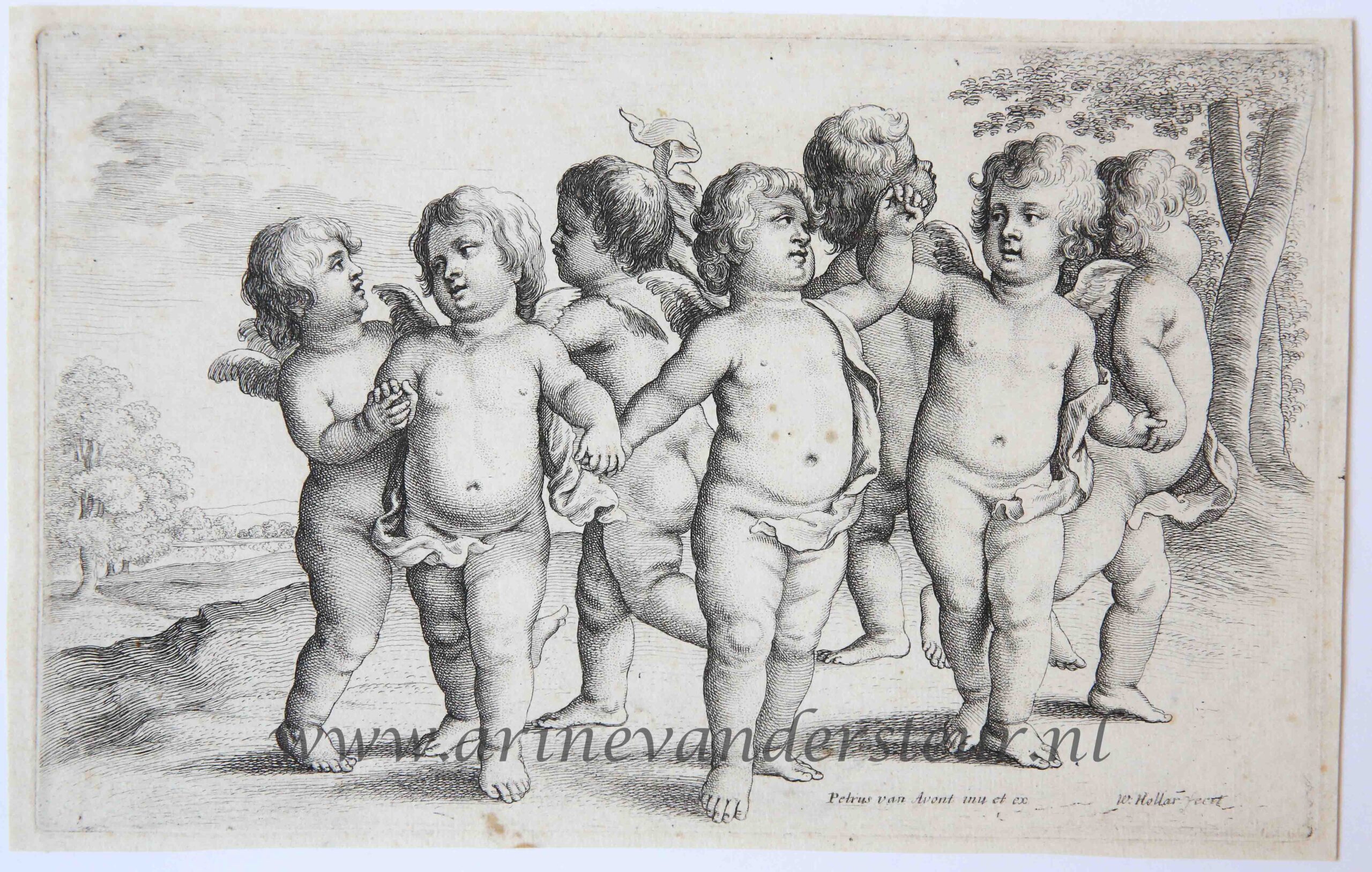 [Antique print, etching] Dance of cherubs in the country [Paedopaegnion]/Cherubijntjesdans, ca 1645.