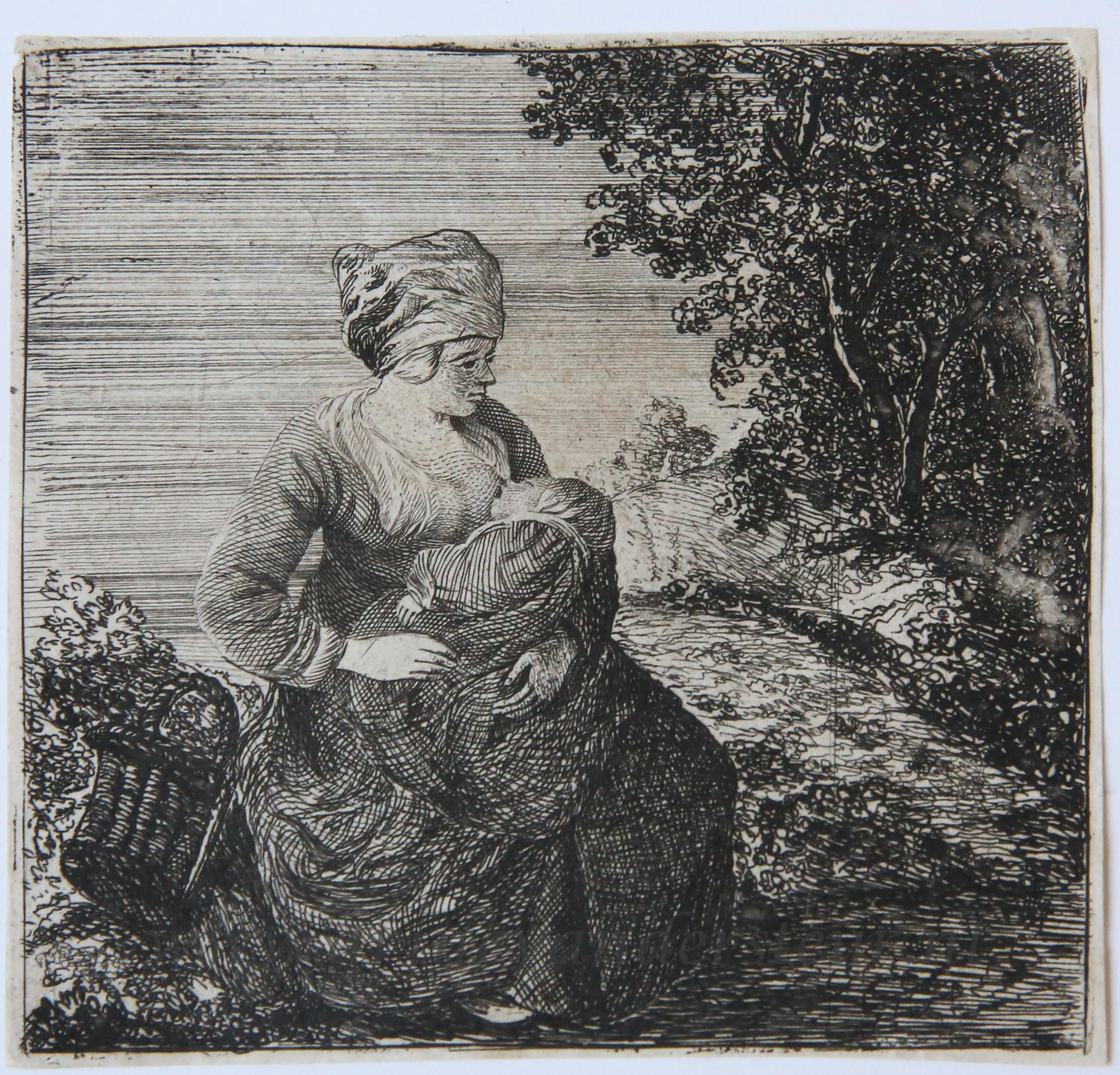 [Original etching] A mother (een moeder), ca 1650-1700.