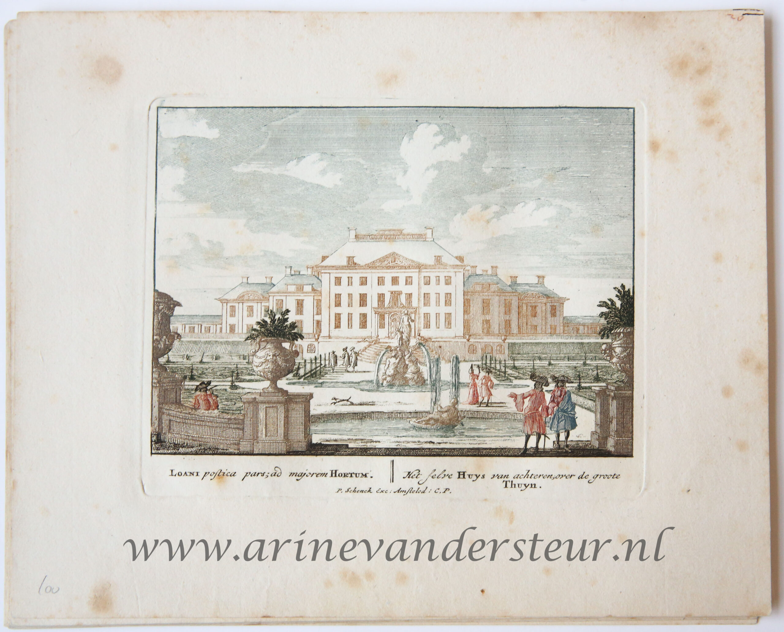 [Set of 15 original colored etchingsof Paleis het Loo, Huis ten Bosch etc.] Admirandorum quadruplex Spectaculum [15 plates / 71].