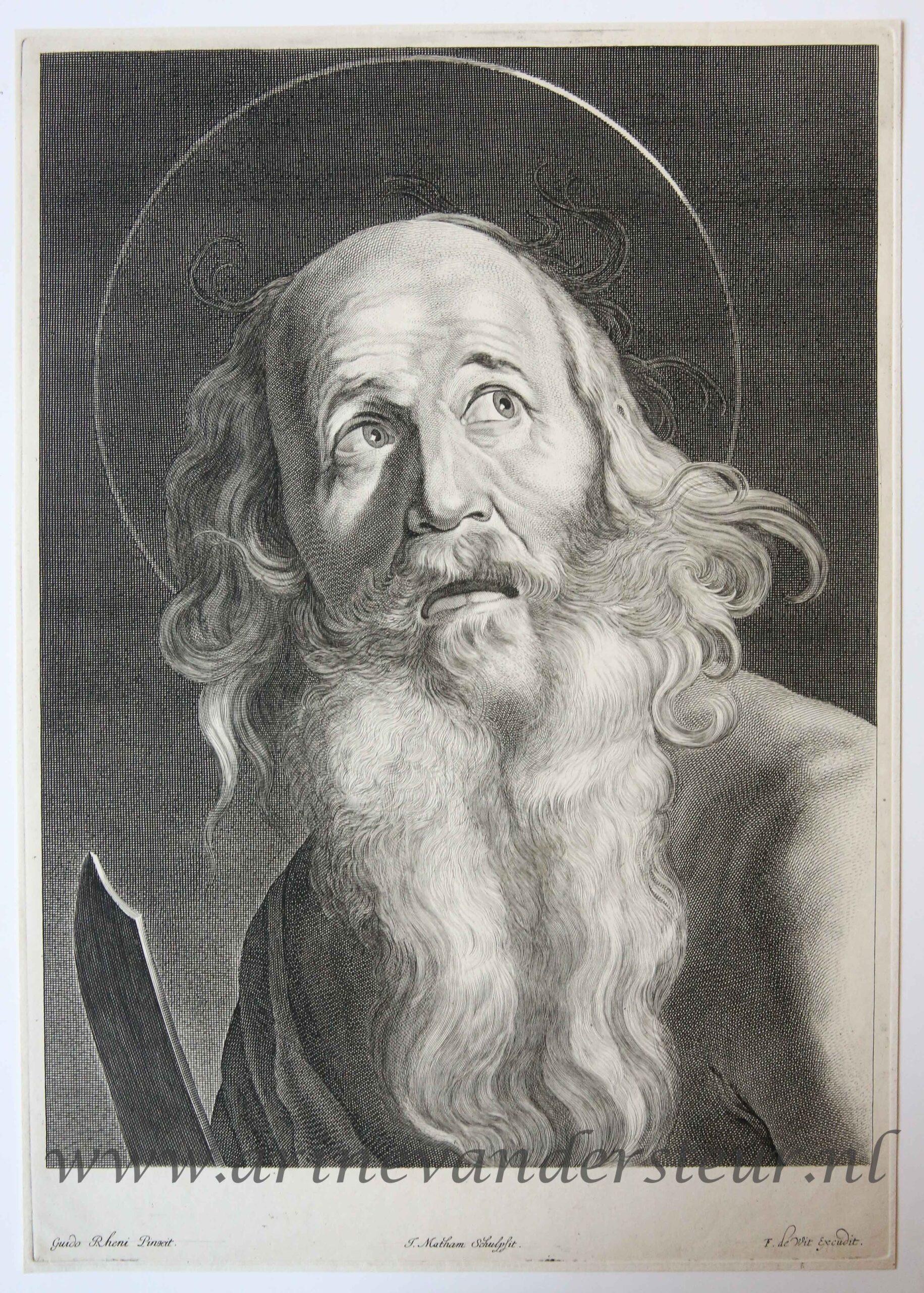 [Original engraving] St. Bartholomeus with his sword (Apostel Bartholomeus met mes), ca 1630-1690.