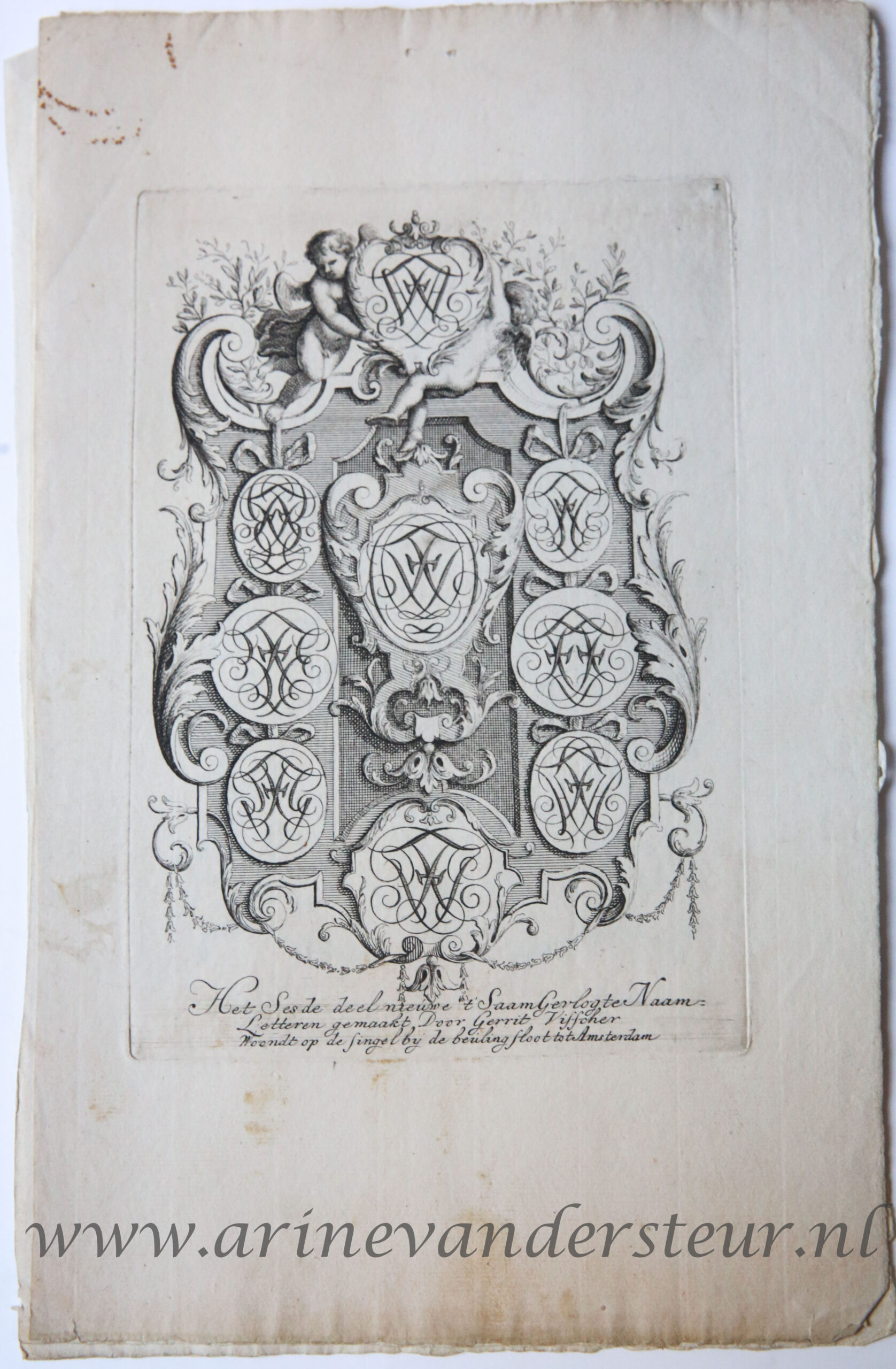 [Original etching] Het sesde deel nieuwe 't Saam Gevlogte Naam= Letteren gemaakt Door Gerrit Visscher Woondt op de Singel bij de beulingsloot tot Amsterdam, ca 1690-1710.