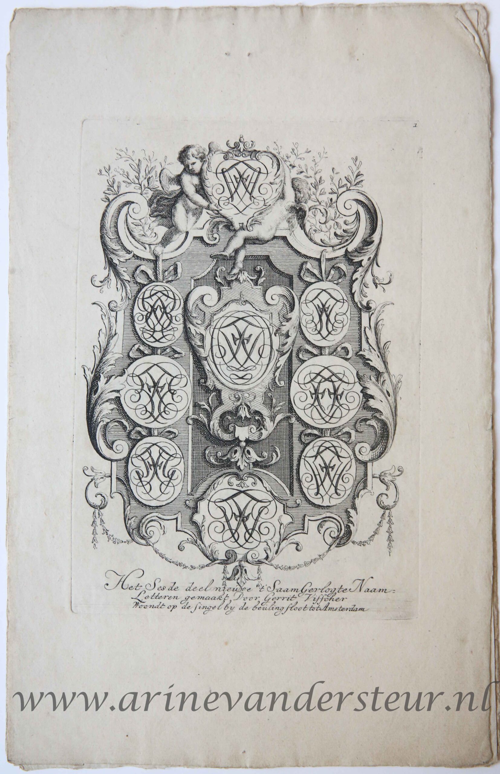 [Original etching] Het sesde deel nieuwe 't Saam Gevlogte Naam= Letteren gemaakt Door Gerrit Visscher Woondt op de Singel bij de beulingsloot tot Amsterdam, ca 1619-1710.