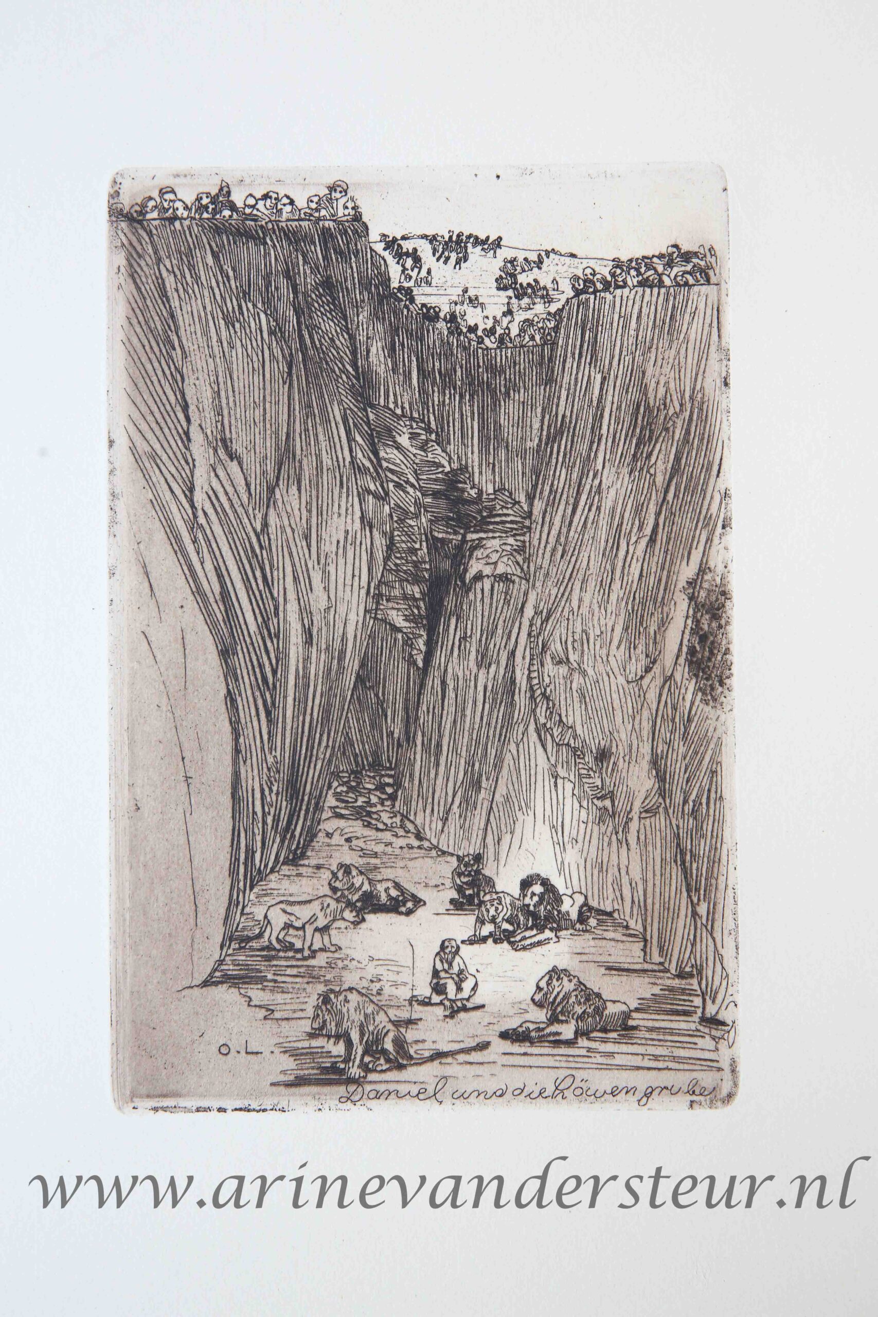 [Original etching] Daniel in der Löwengrube (Daniel in the lion's den/Daniel in de leeuwenkuil), 1913