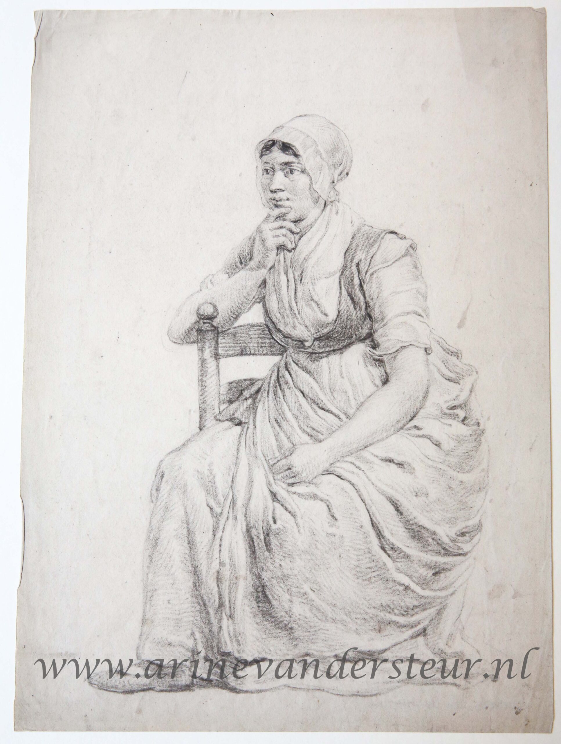 [Antique drawing] Seated woman (zittende vrouw), ca. 1800-1833.