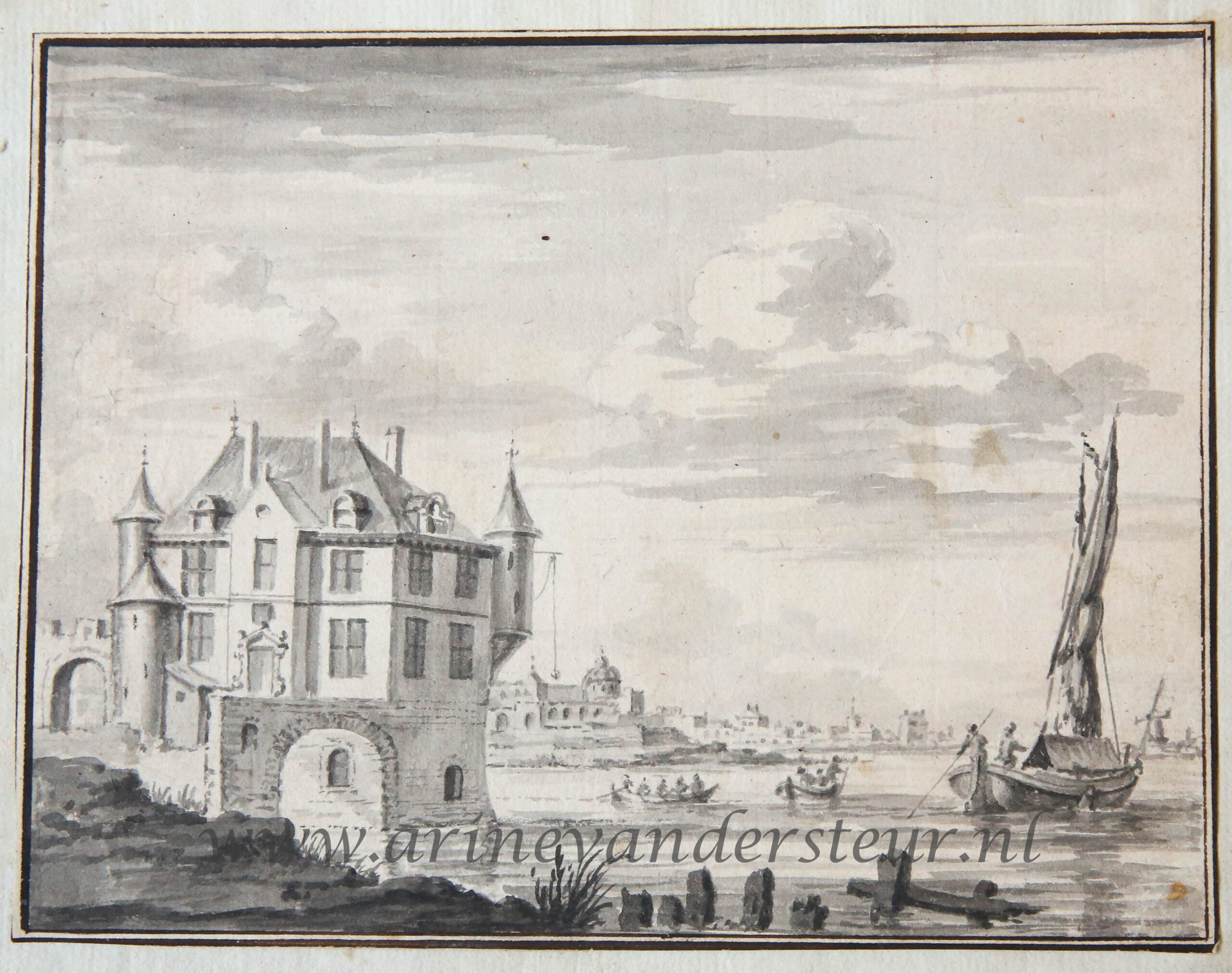 [Original drawing] River landscape (rivierlandschap), ca 1650-1740.