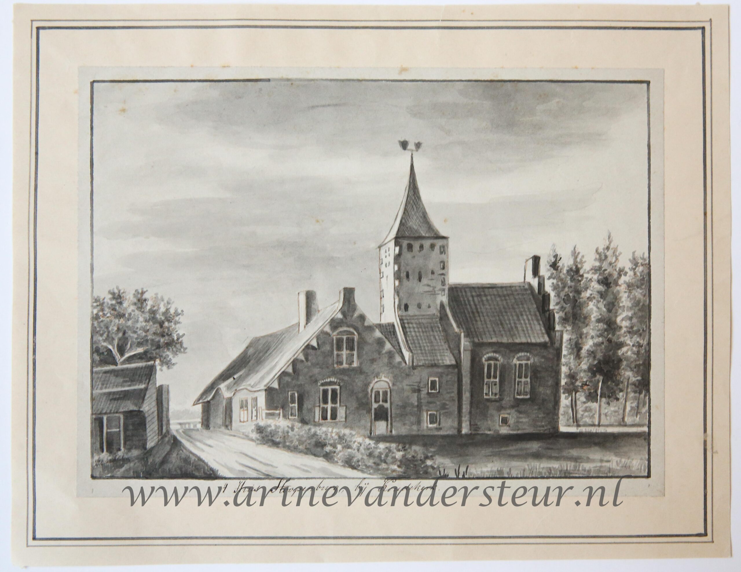 [Original drawing] 't Huis Hoopenburg, bij Koudekerk, ca 1700-1750.