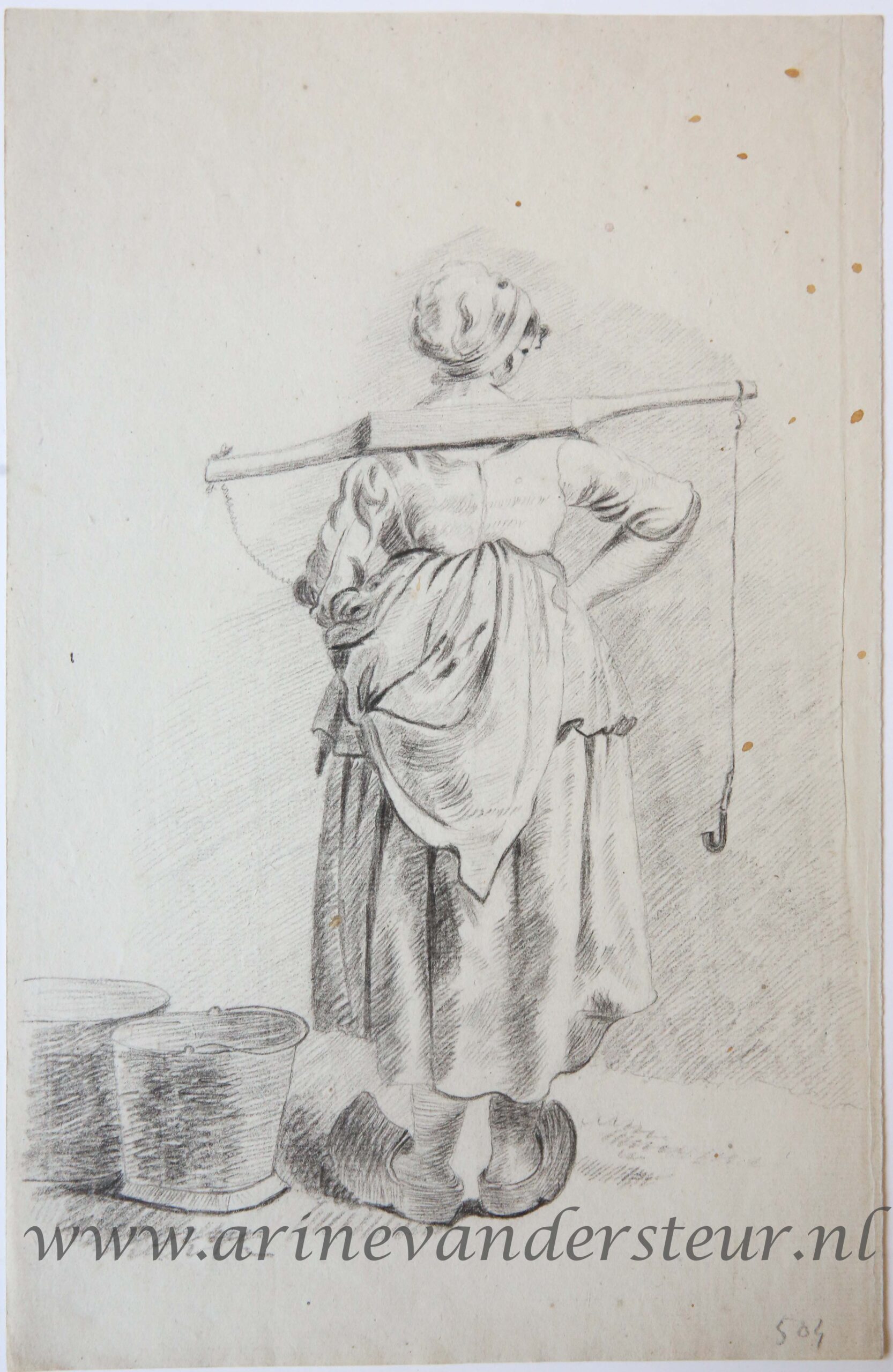 [Antique drawing] Woman seen from behind, ca. 1850-1900.