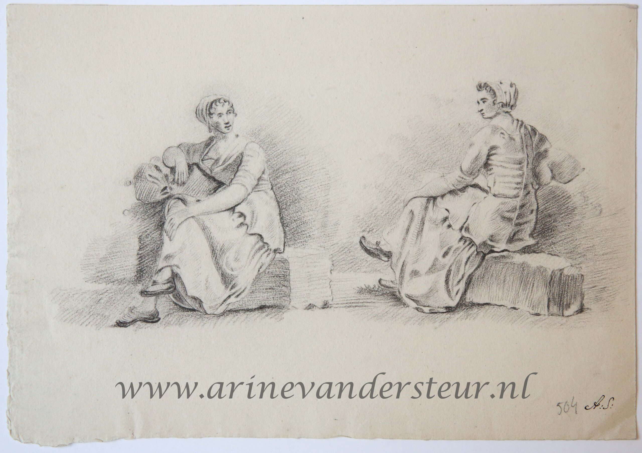 [Antique drawing] Seated peasant woman (zittende boerin), ca. 1850-1900.