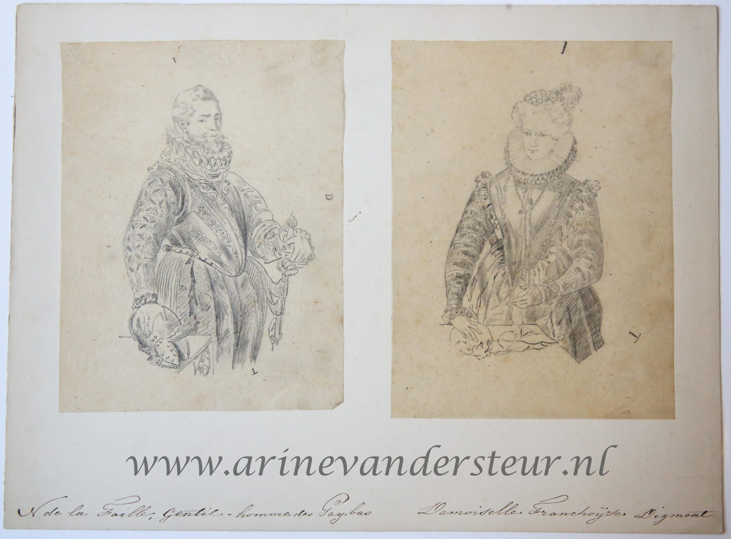 [Original drawing] Jacques de la Faille and Françoise van Egmond, ca 1800-1850.