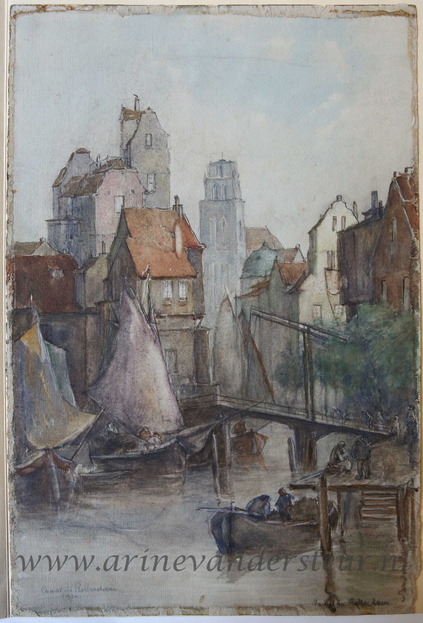 [Original drawing] Canal in Rotterdam (Rotterdam kanaal), ca 1900-1950.