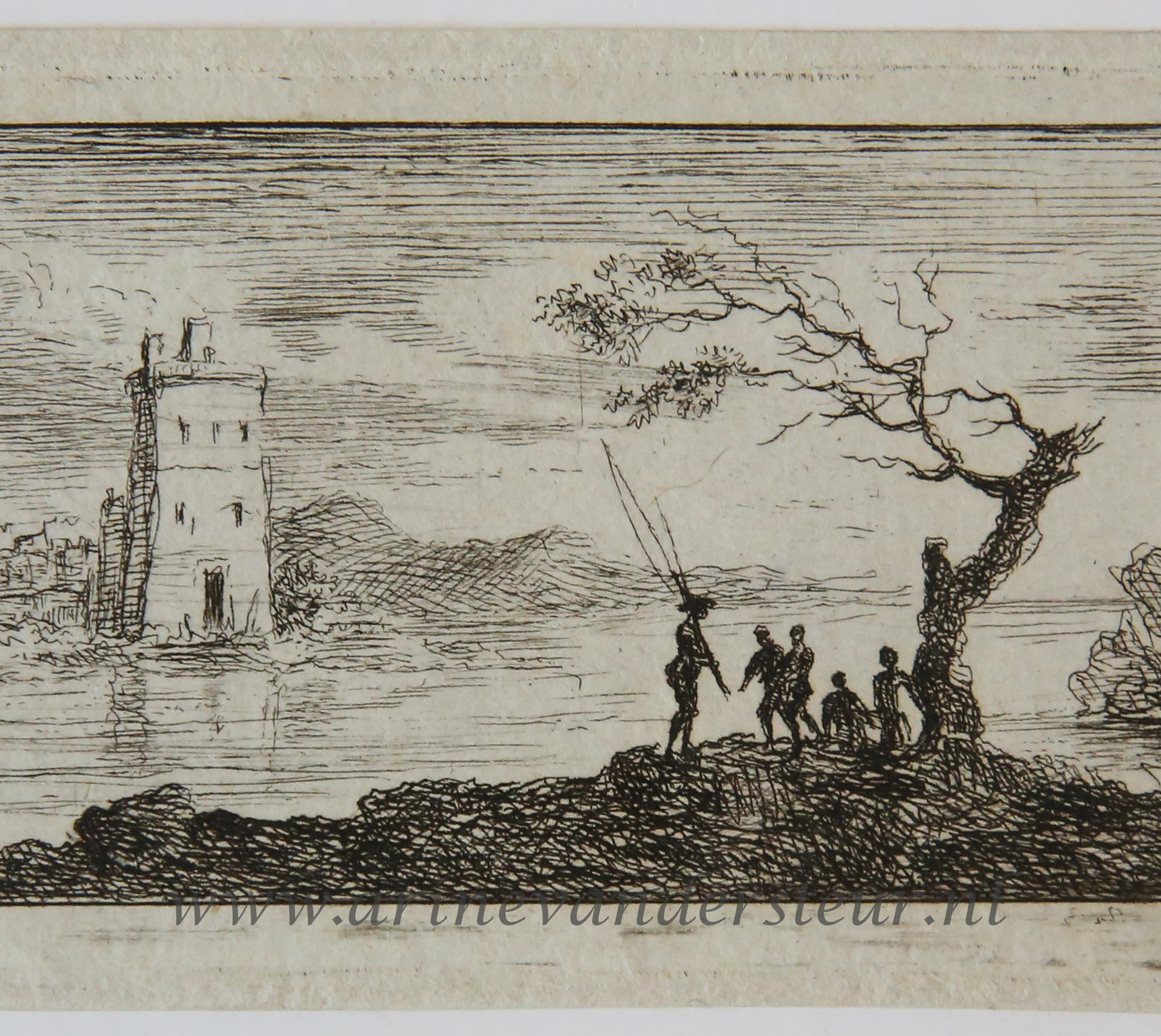 Original etching/ets: River landscape/Rivierlandschap, ca 1788.