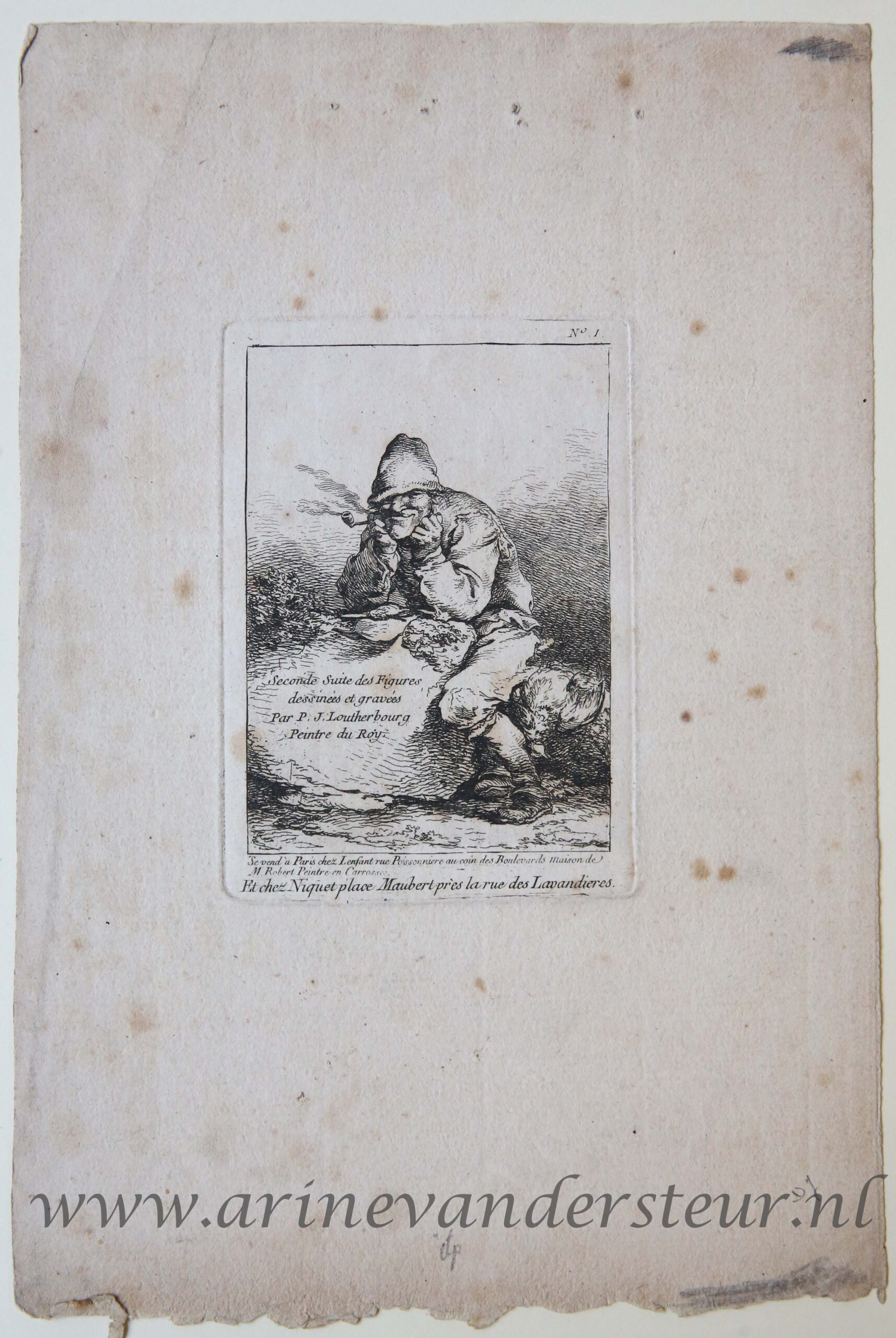 [Antique title page, ca. 1755/71] Man smoking a pipe / Titelprent met pijprokende man [Seconde suite des Figures...], published ca. 1755-1771, 1 p.
